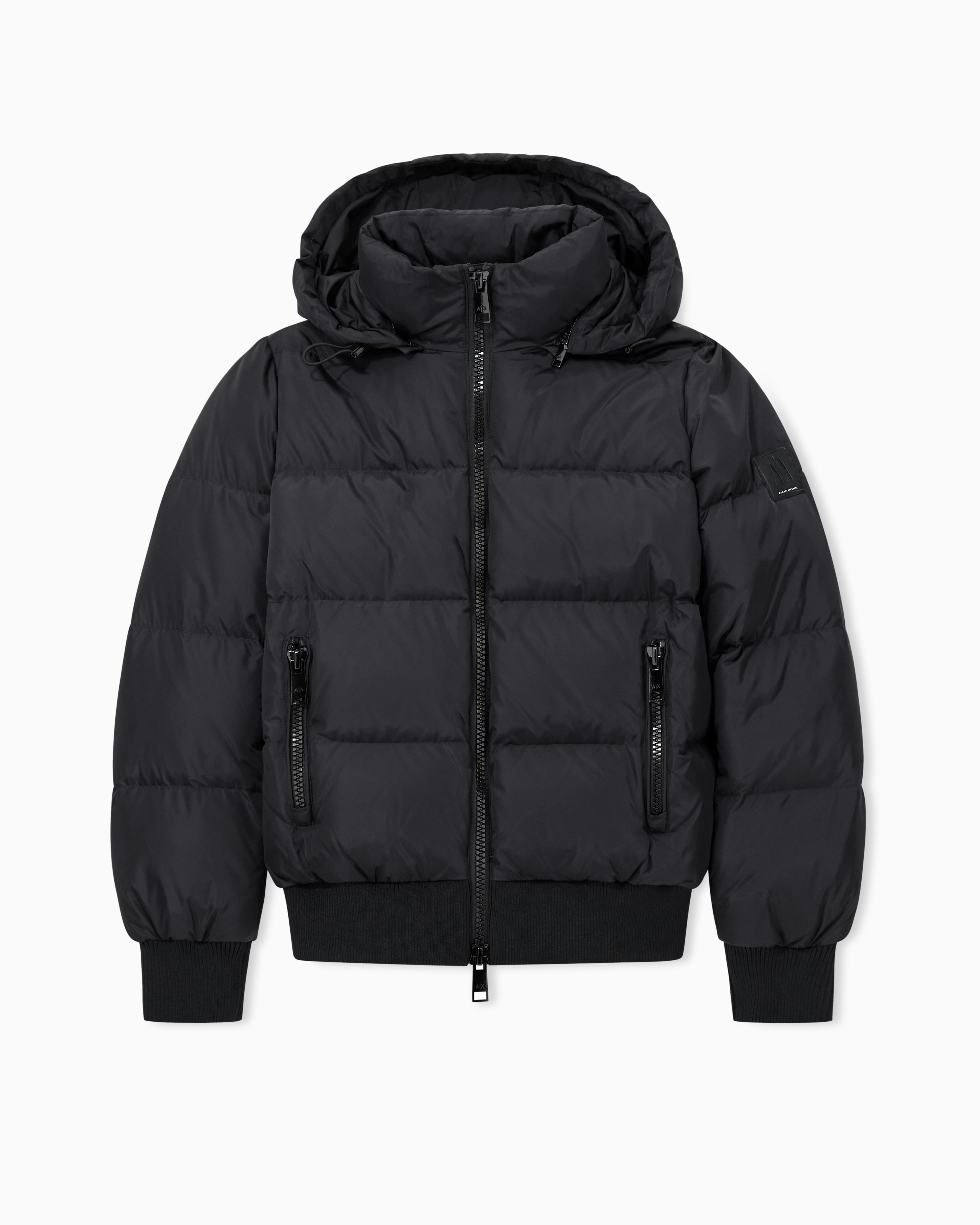 Quilted hooded down jacket