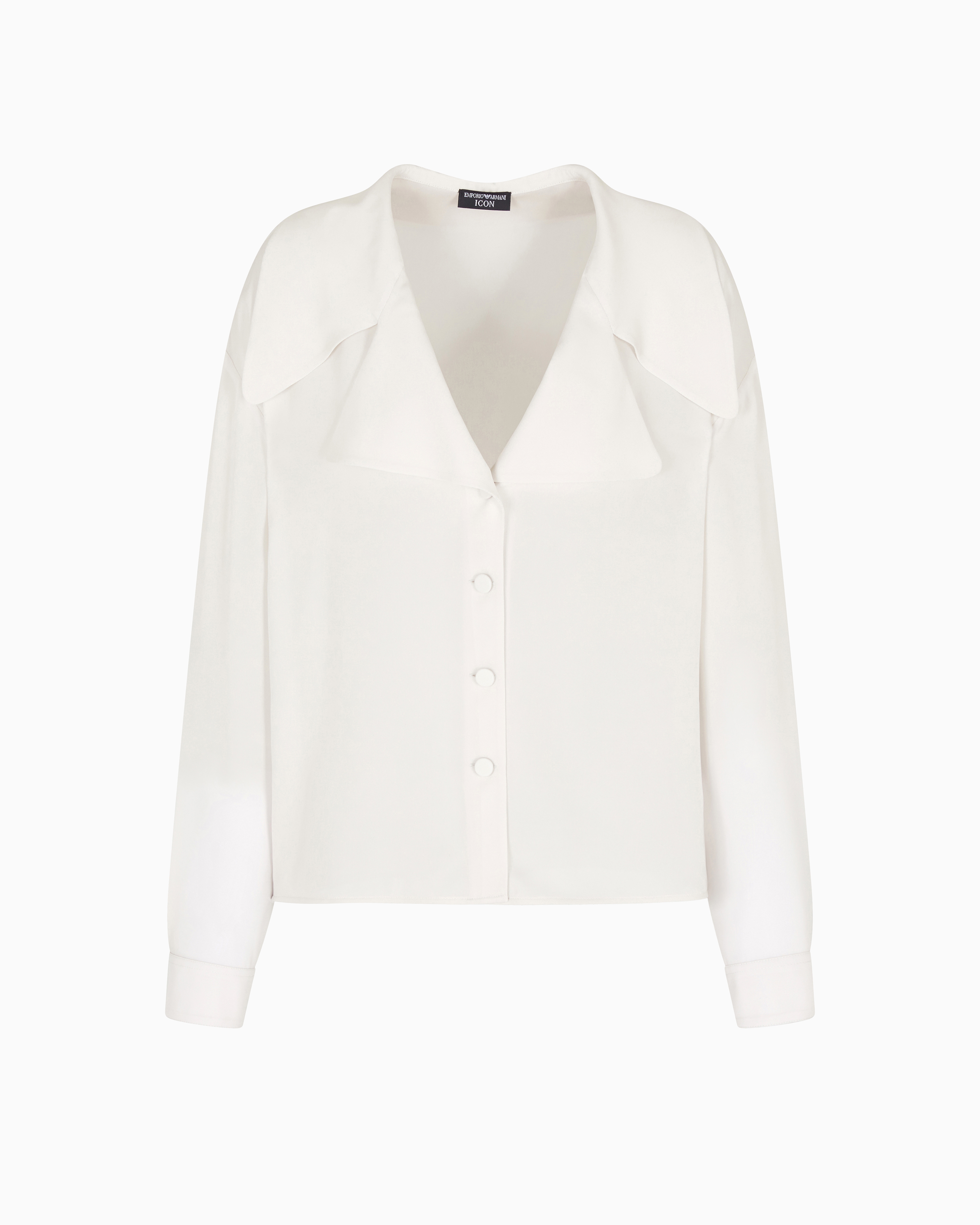 Emporio Armani - Icon silk double georgette shirt, Woman, White, Size: