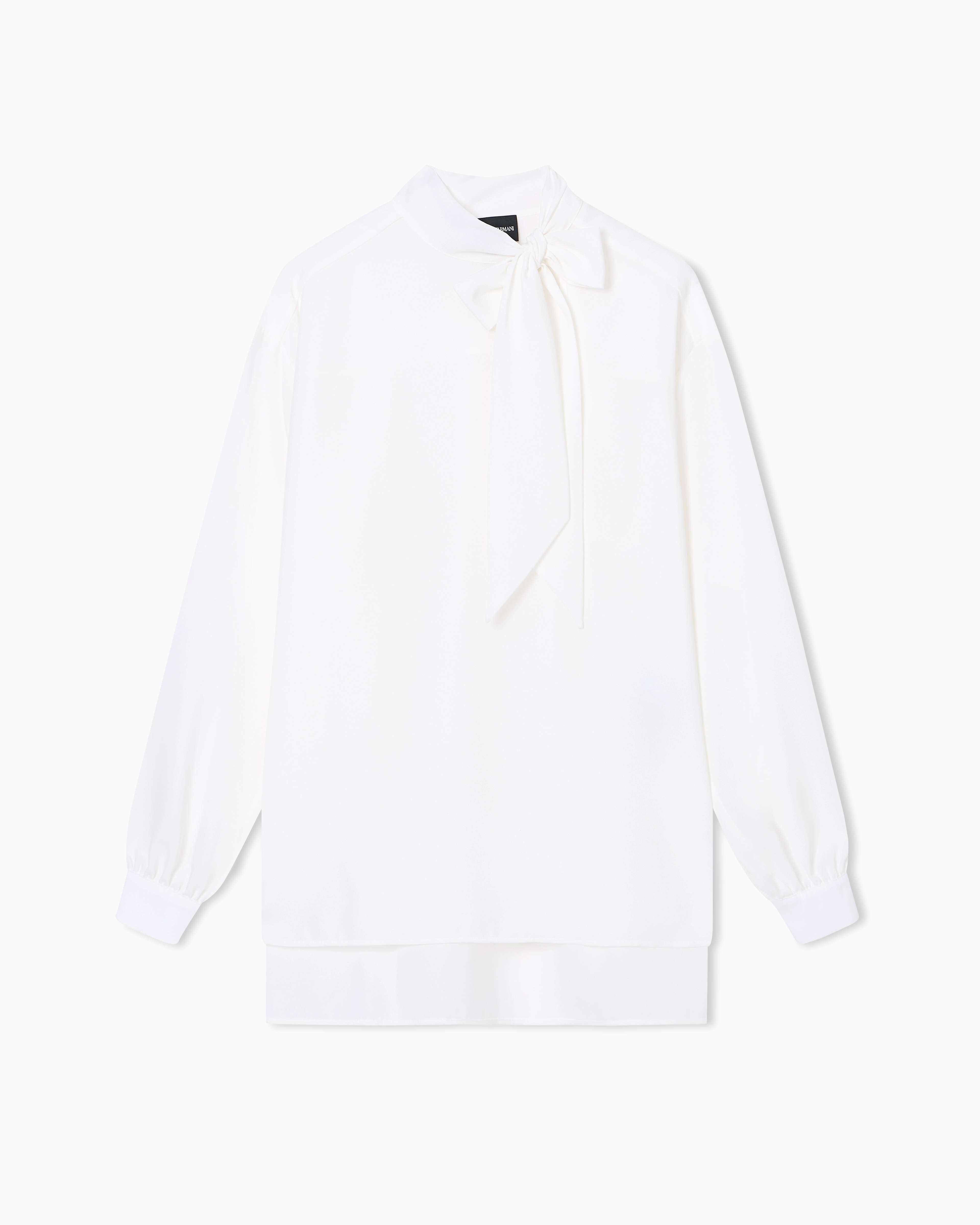 Emporio Armani - Fluid crêpe blouse with foulard collar, Woman, White, Size: