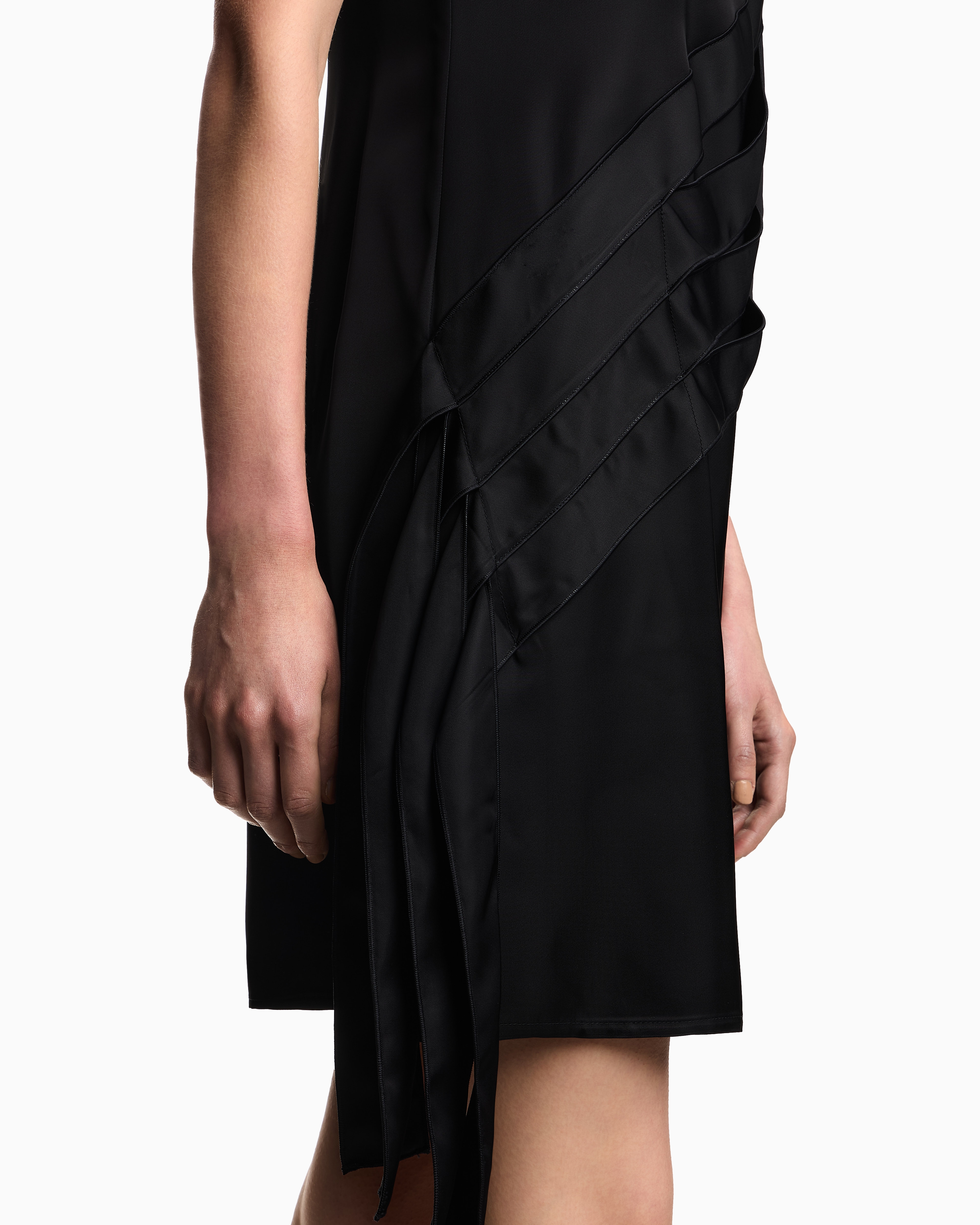 Emporio Armani - Polygon capsule collection dress with satin-fringed details, Woman, Black, Size: