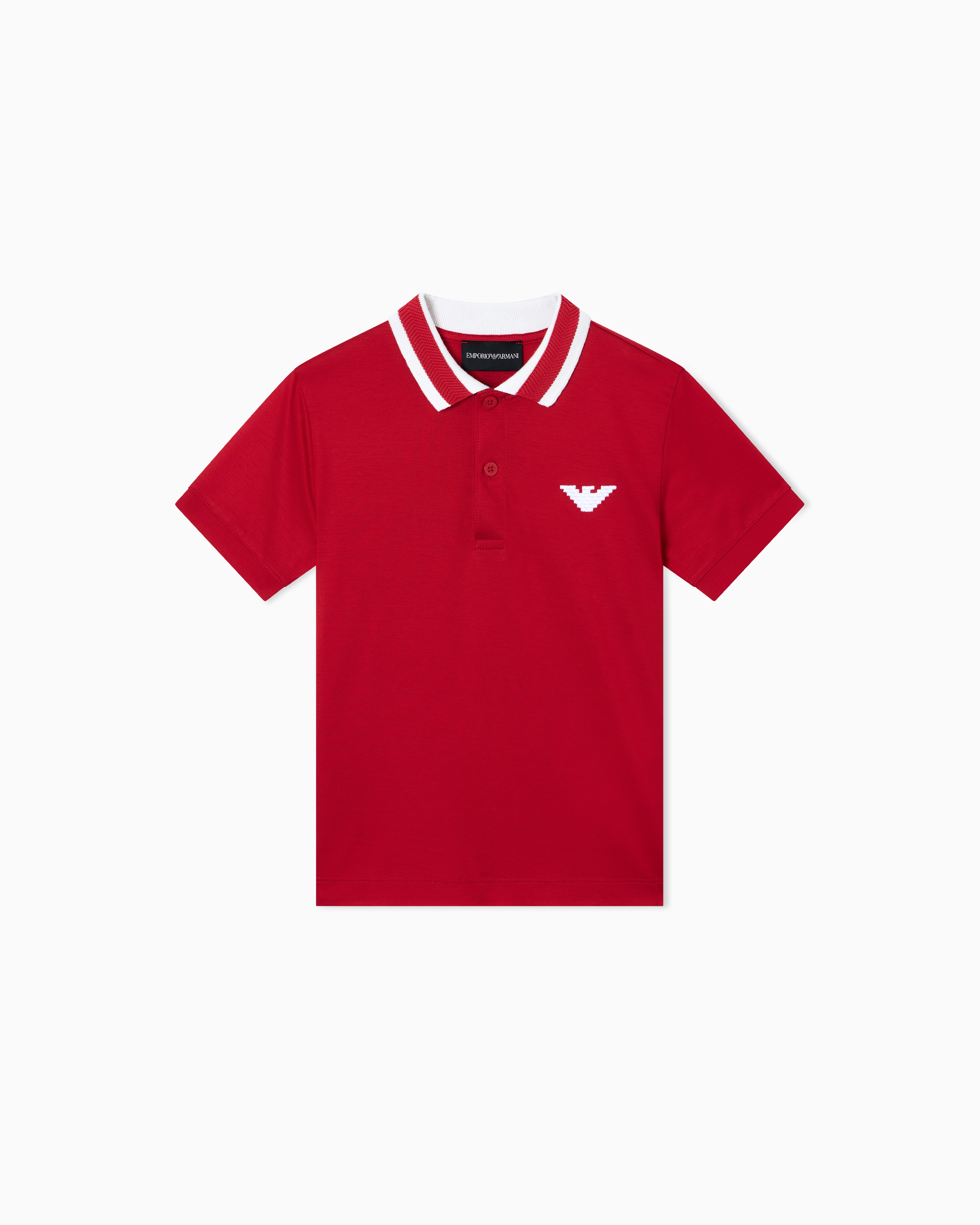 Emporio Armani Red Lunar New Year Lyocell-Blend Jersey Polo Shirt