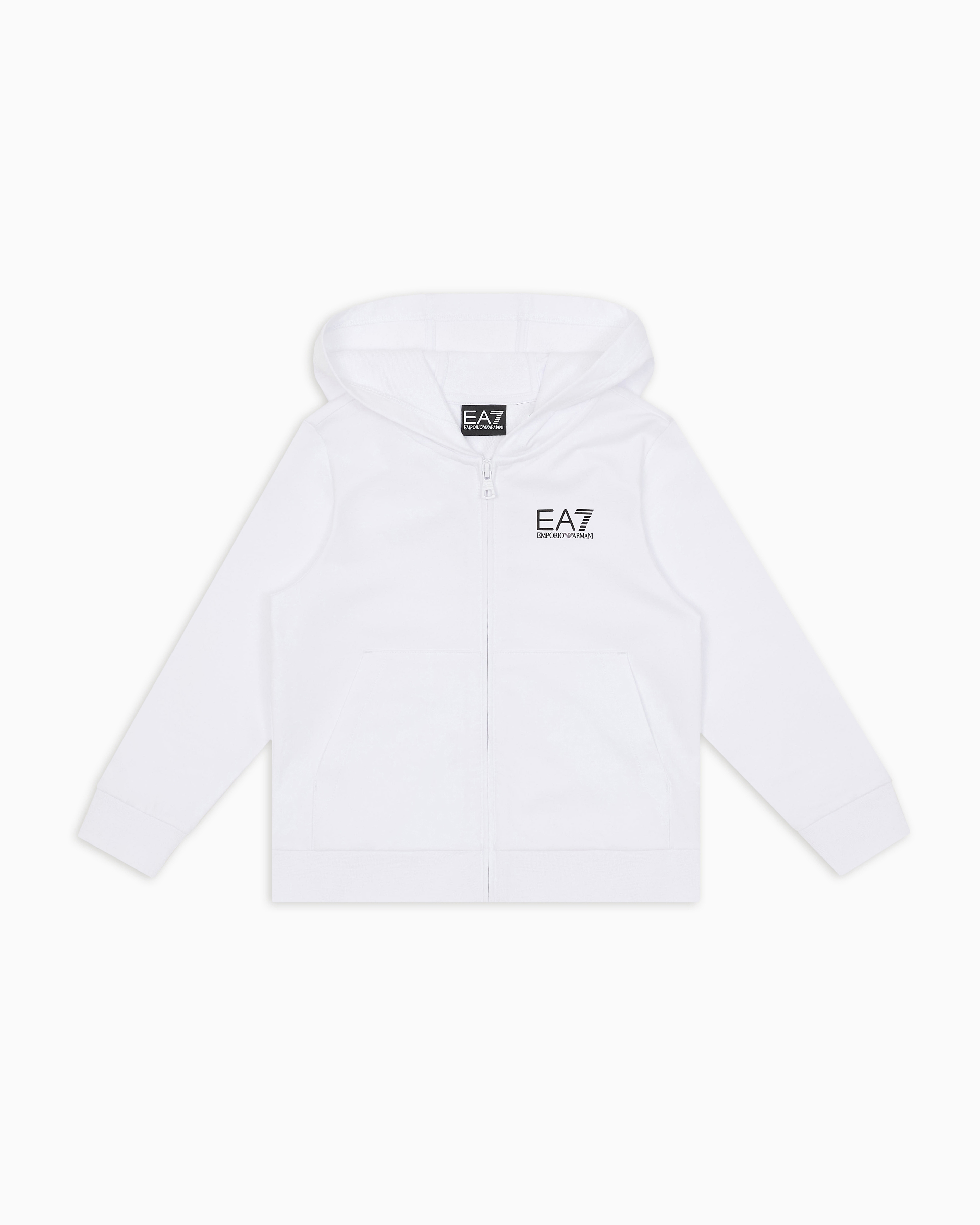 Ea7 Boys White Core Identity Cotton Sweatshirt