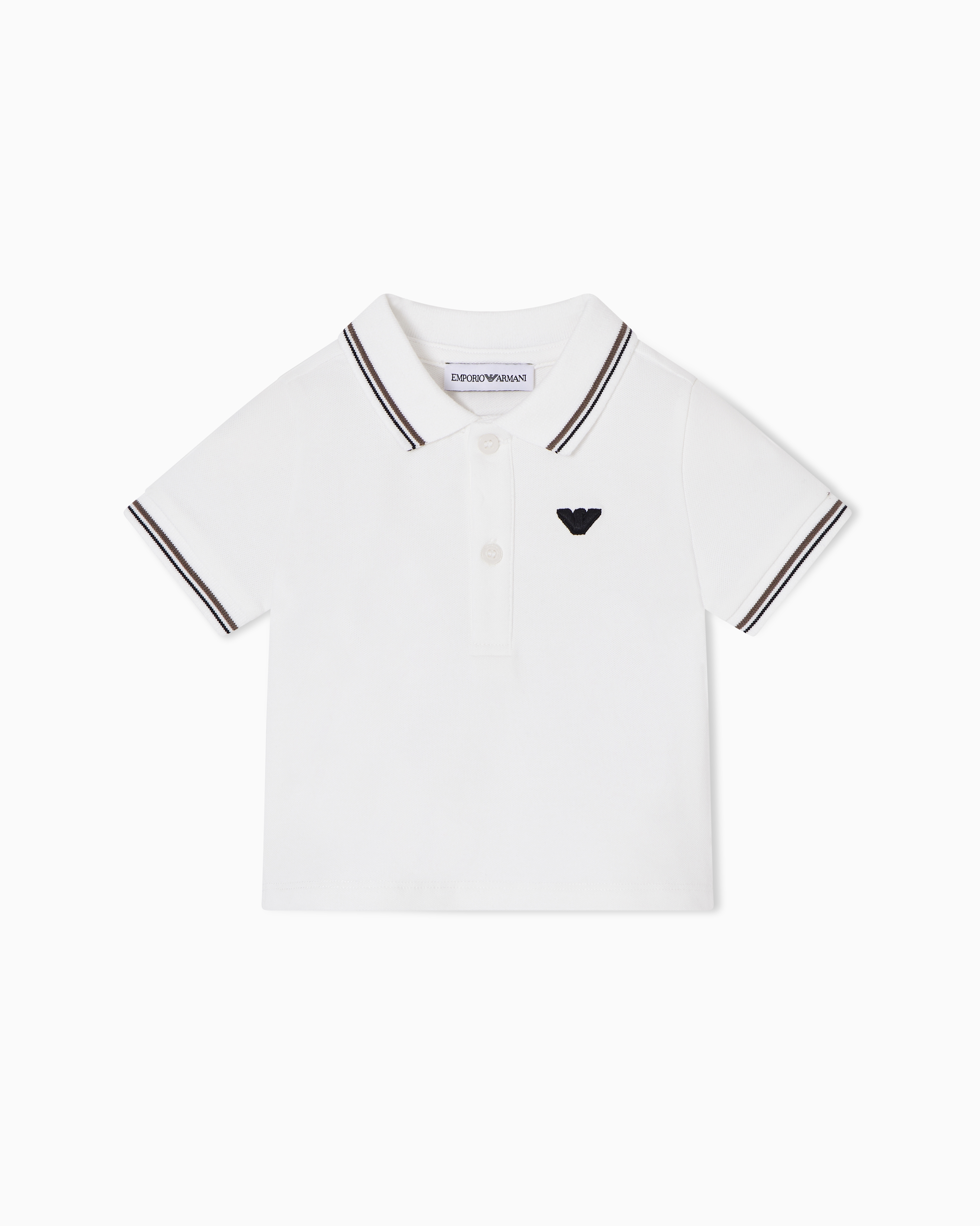 Emporio Armani White Stretch Piqué Polo Shirt