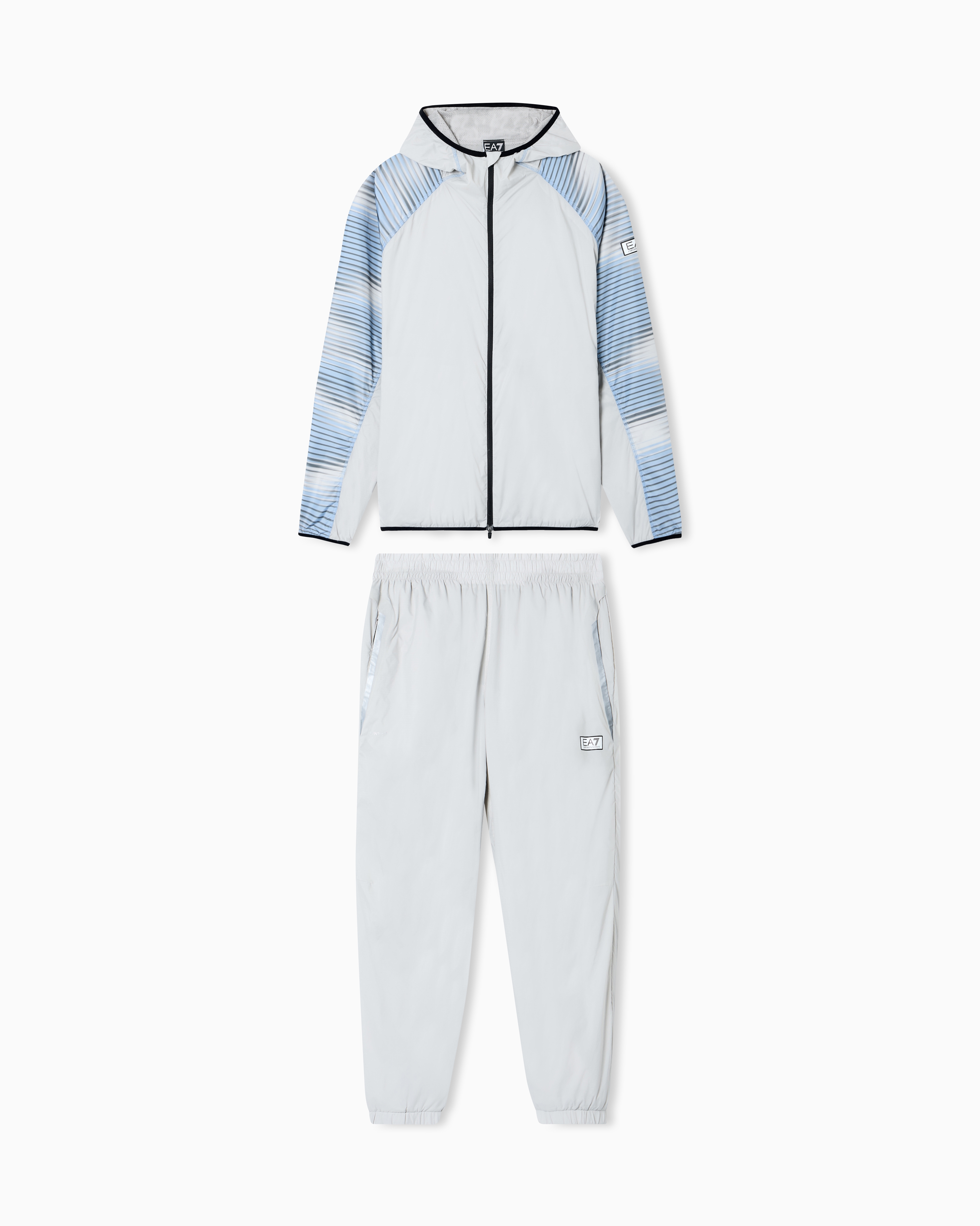 Ea7 Grey Dynamic Athlete Tracksuit In Ventus7 Technical Fabric With Print