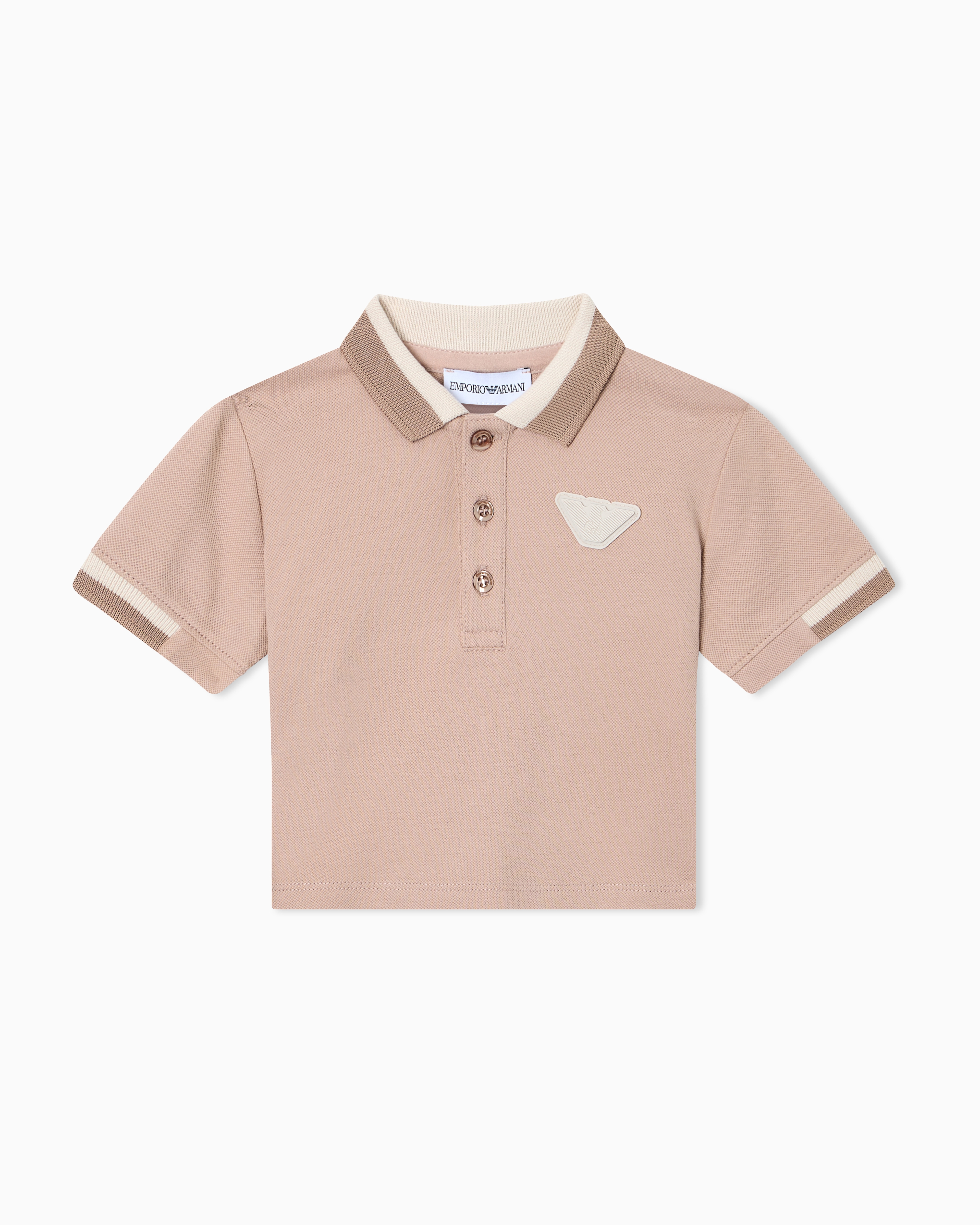 Emporio Armani Beige Stretch Piqué Jersey Polo Shirt