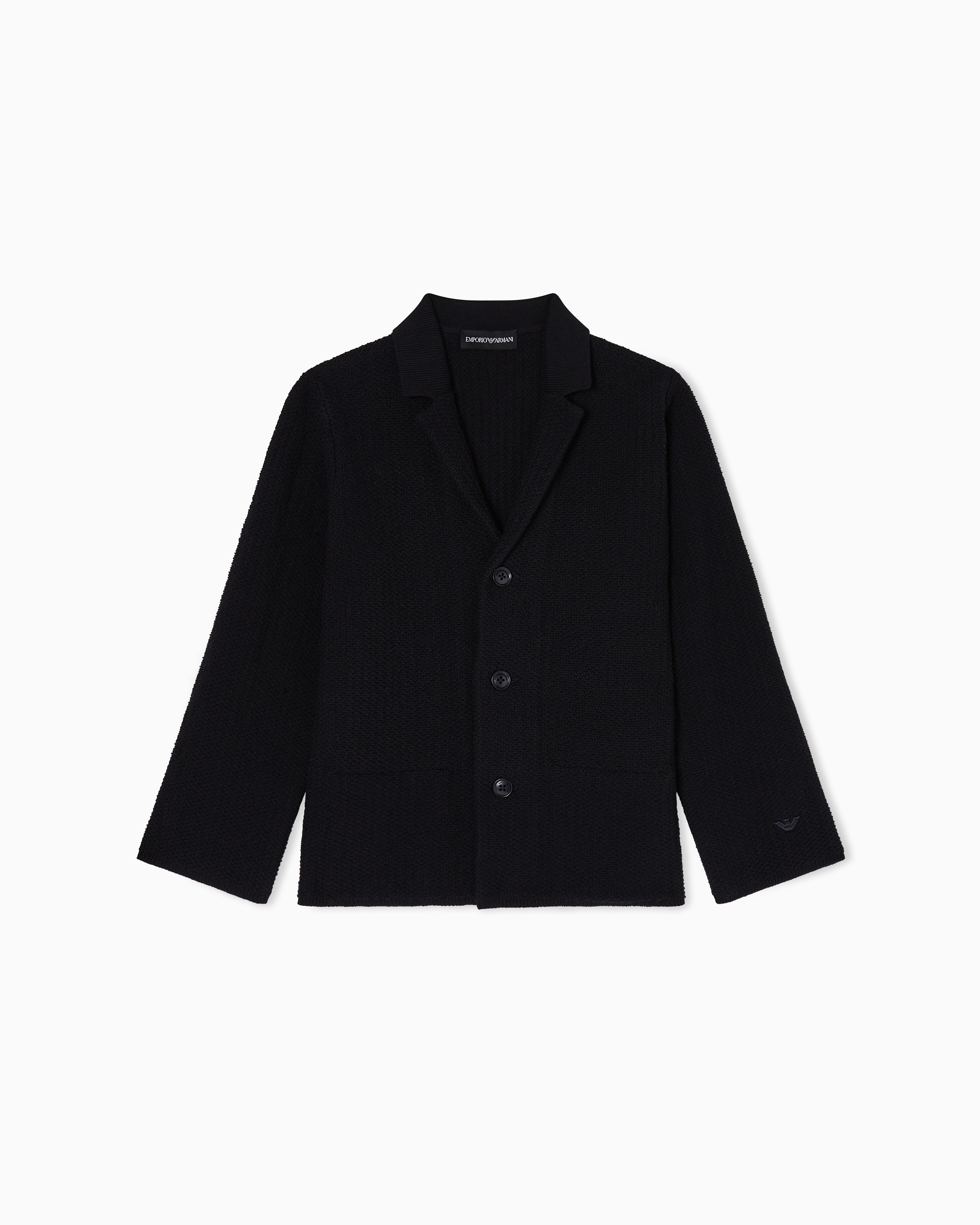 Emporio Armani Navy Blue Textured Knit Blazer