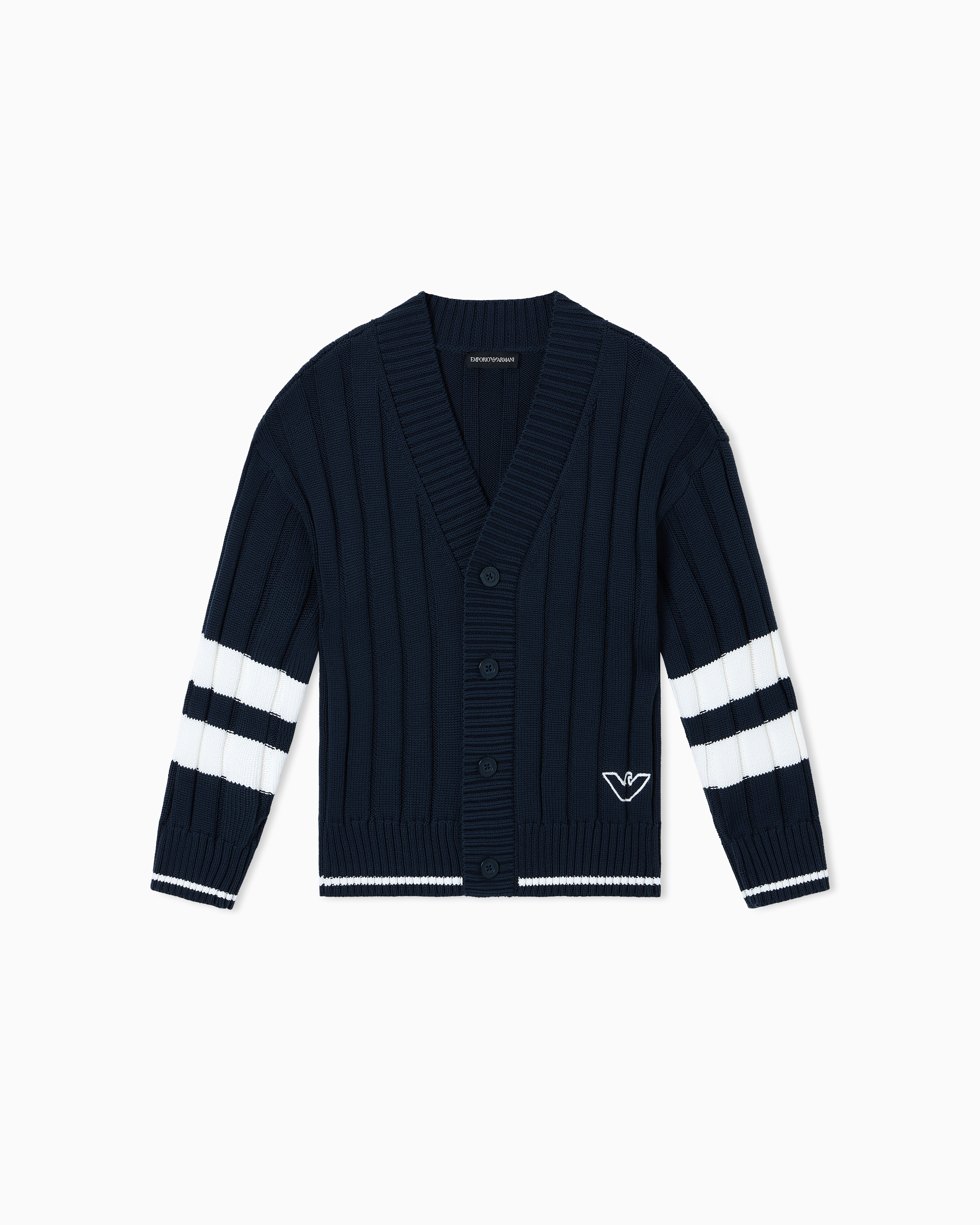 Emporio Armani Cardigan In Maglia Intercoste