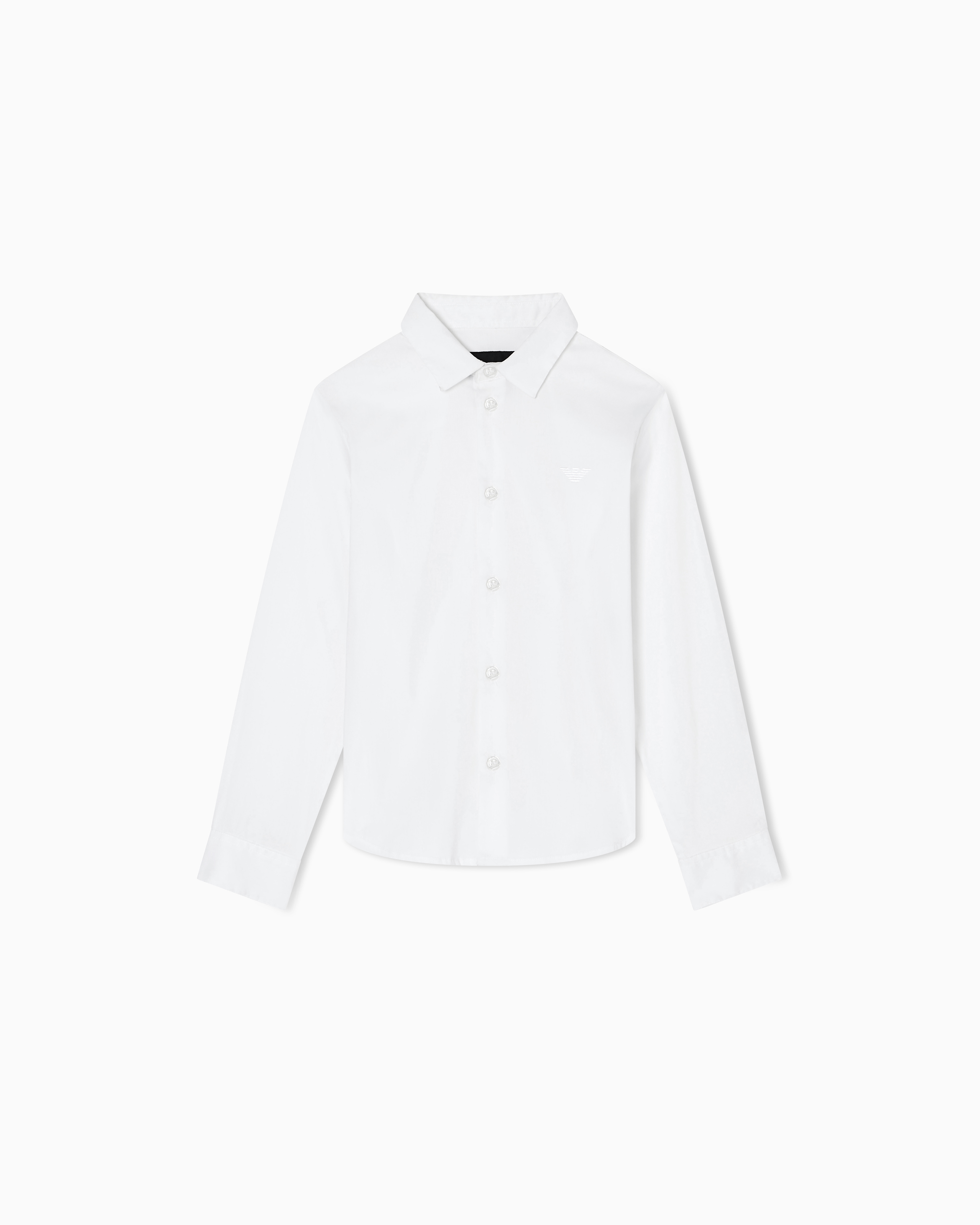 Emporio Armani - Poplin shirt with monochromatic eagle embroidery, Boy, White, Size: