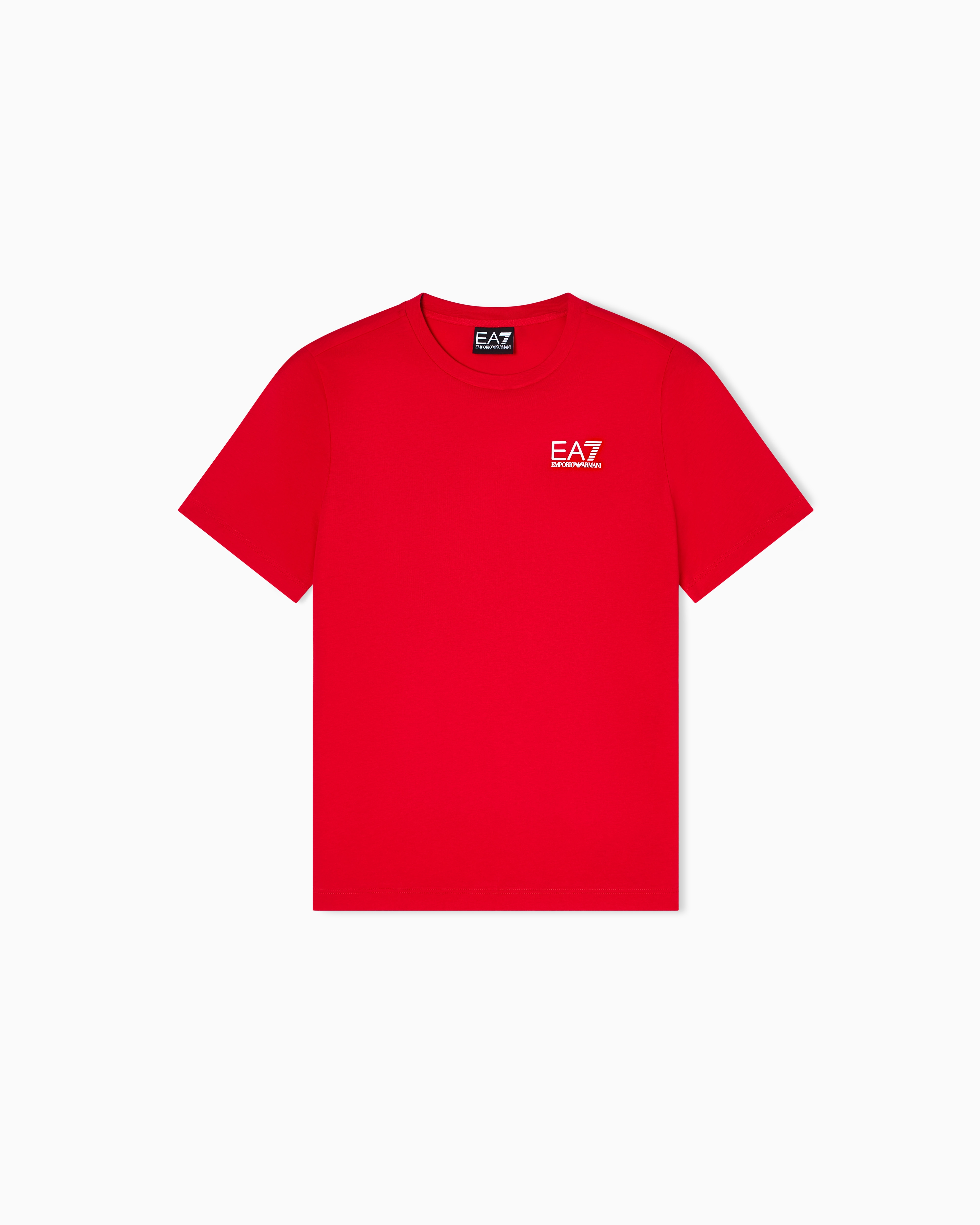 Ea7 Boys Red Regular Fit T-Shirt Core Identity In Cotton Jersey