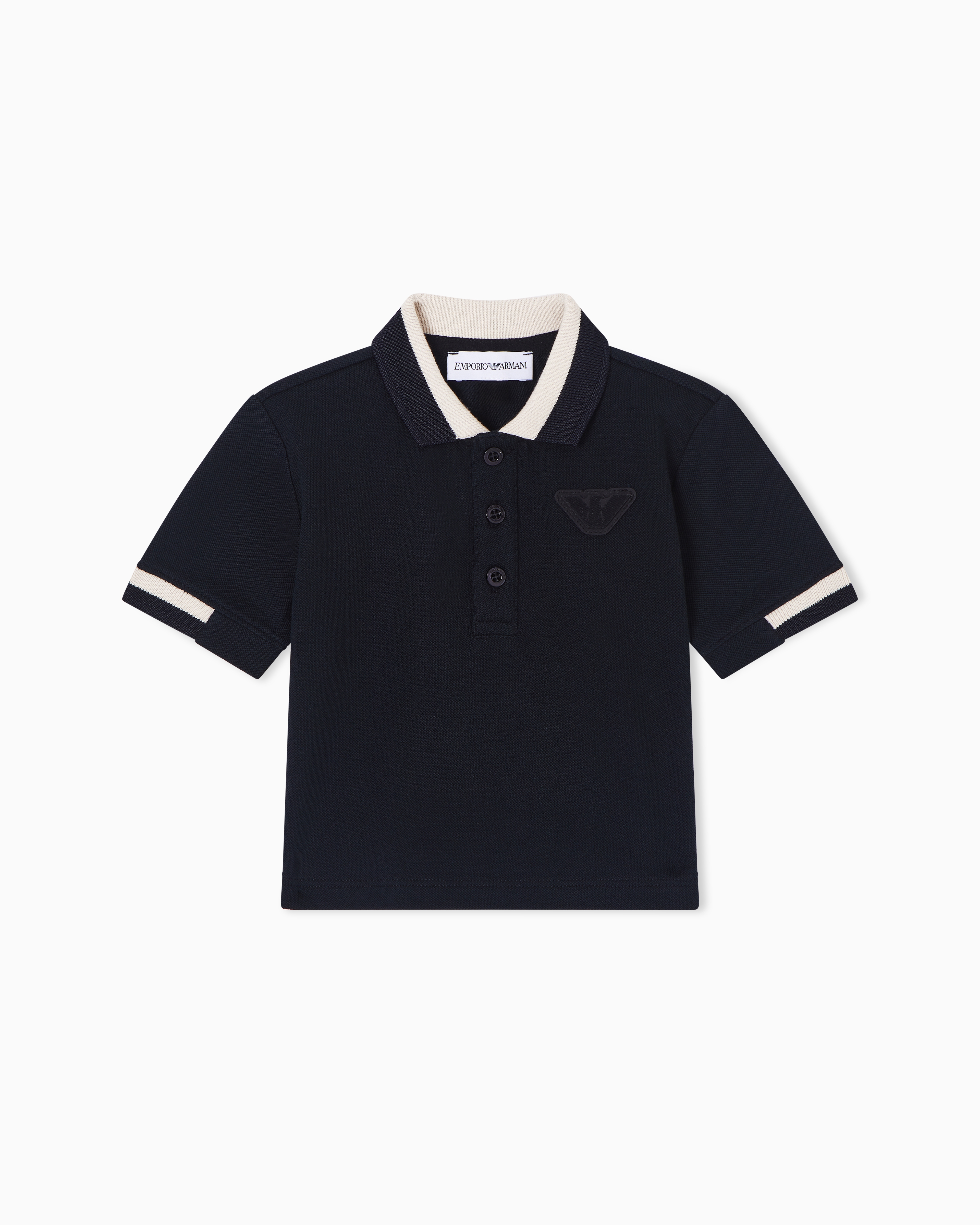 Emporio Armani Navy Blue Stretch Piqué Jersey Polo Shirt