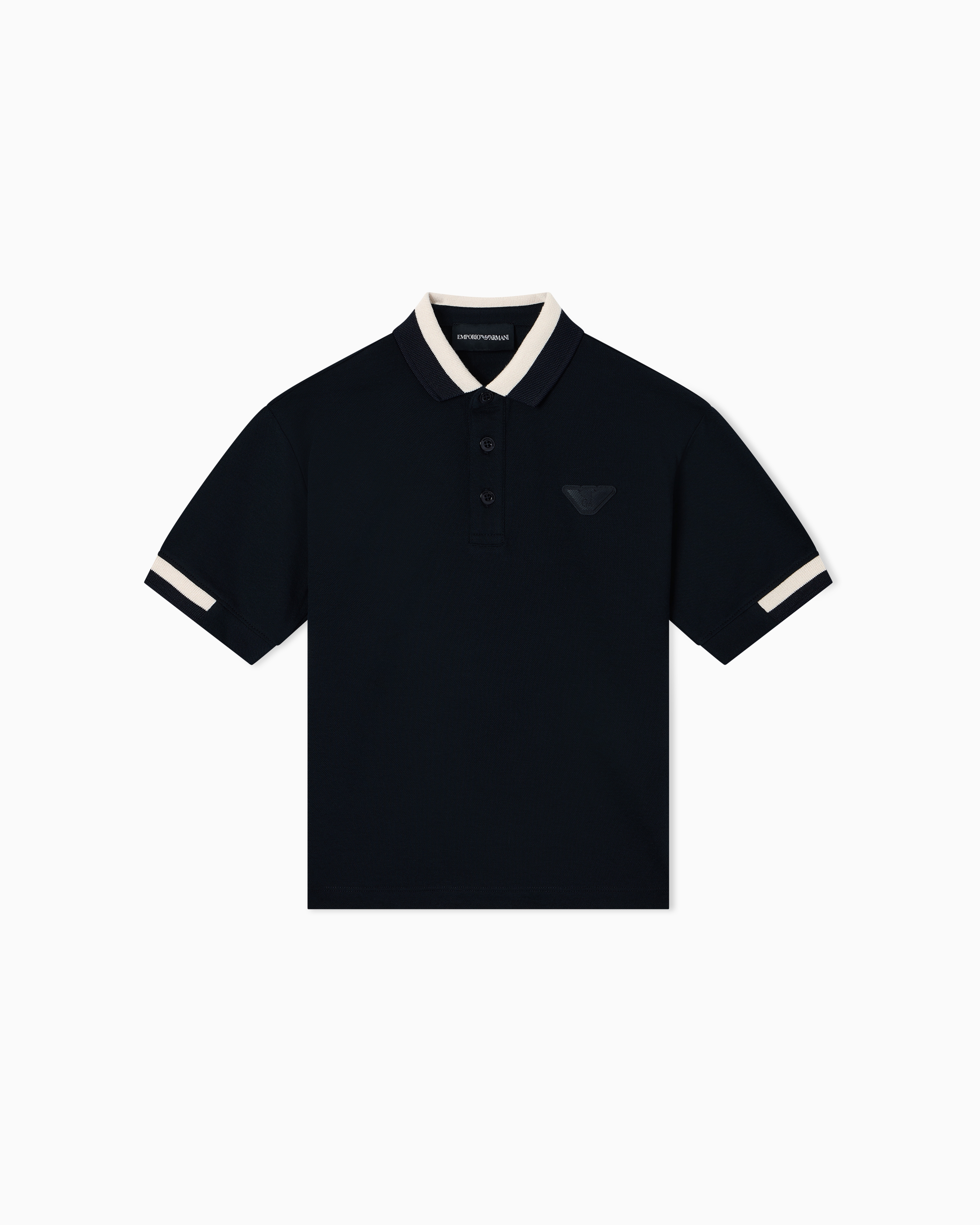 Emporio Armani Navy Blue Stretch Piqué Jersey Polo Shirt