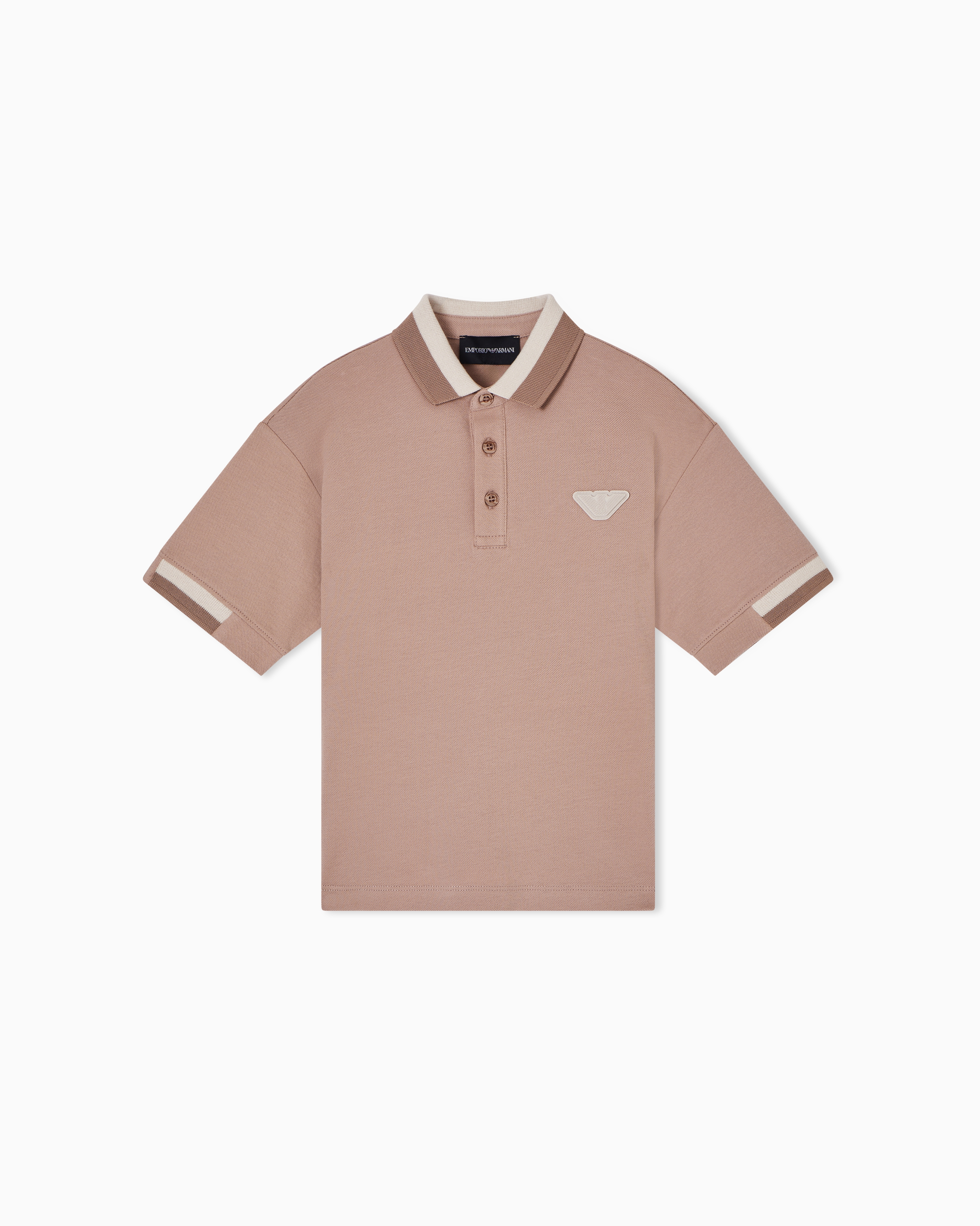 Emporio Armani Beige Stretch Piqué Jersey Polo Shirt