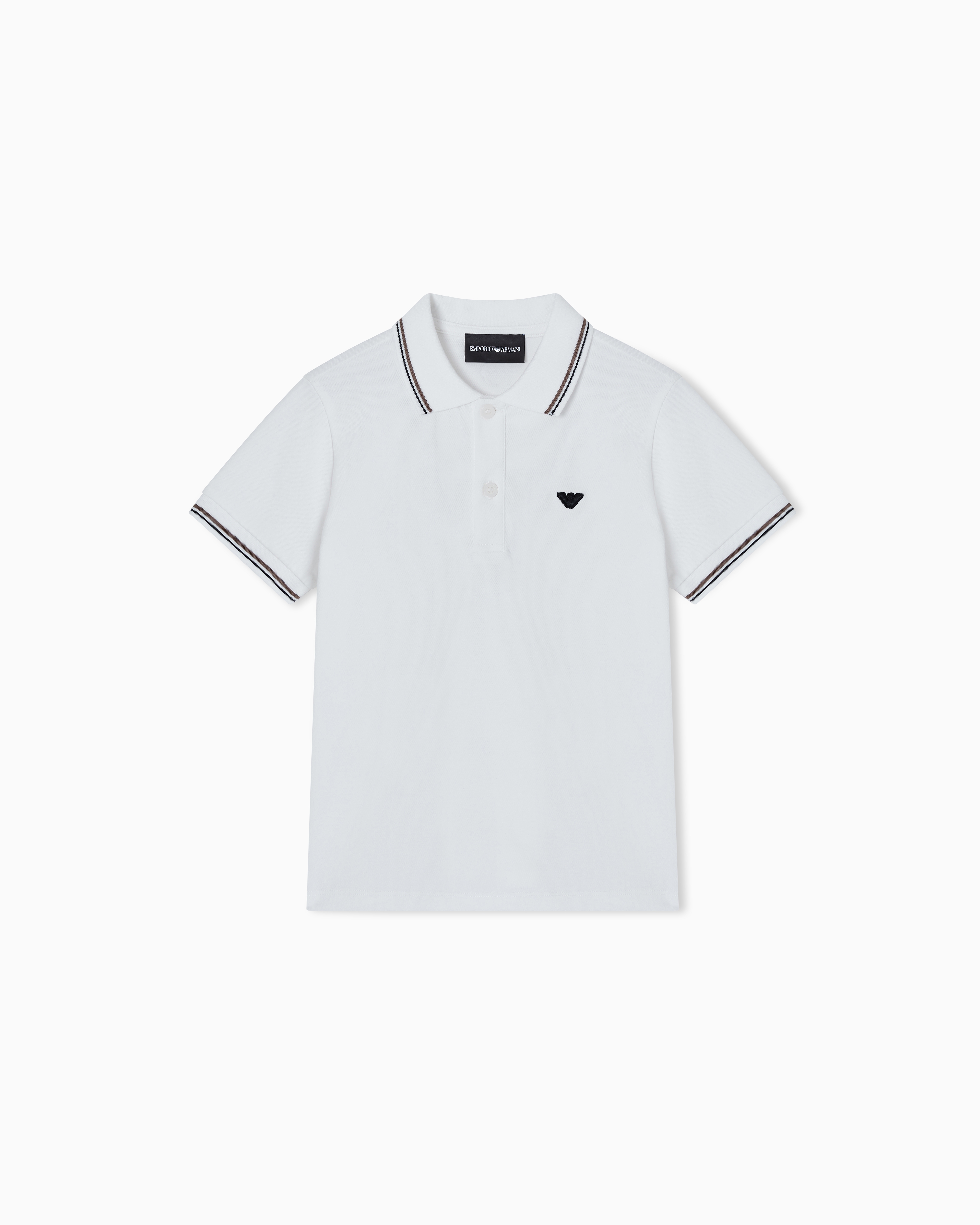 Emporio Armani White Stretch Piqué Polo Shirt