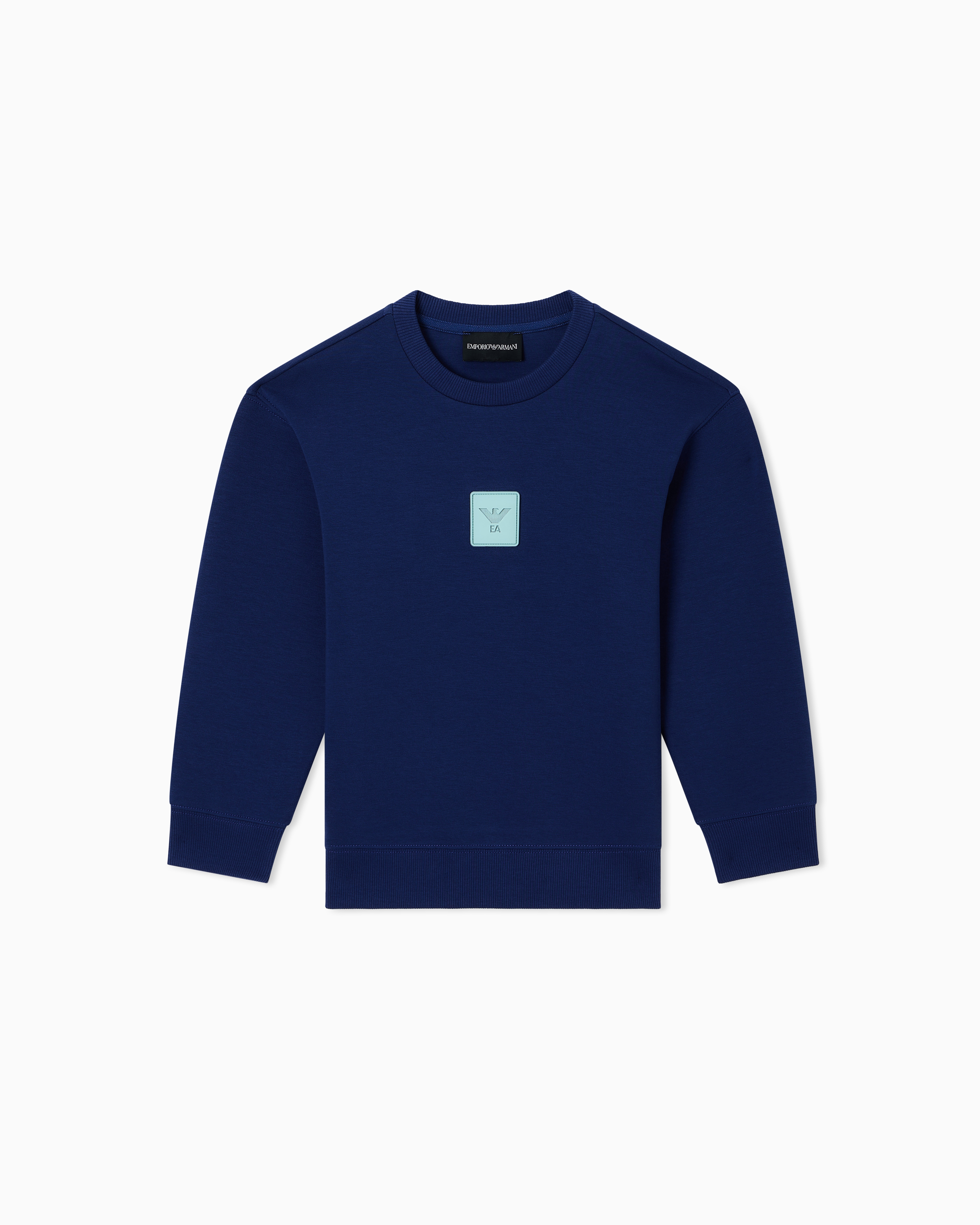 Emporio Armani Blue Double-Jersey Sweatshirt With Eagle Patch
