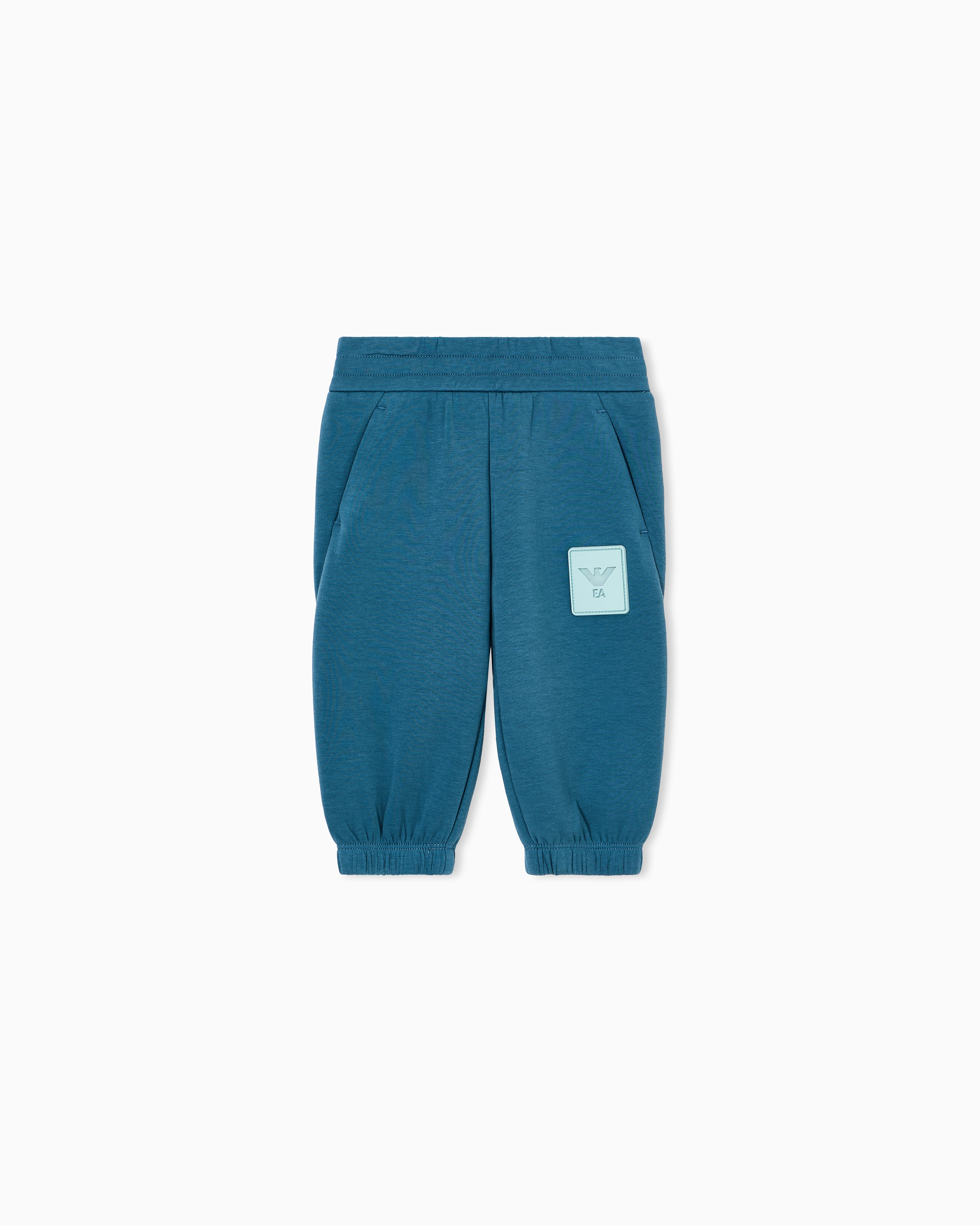 Emporio Armani Blue Double-Jersey Joggers With Eagle Patch
