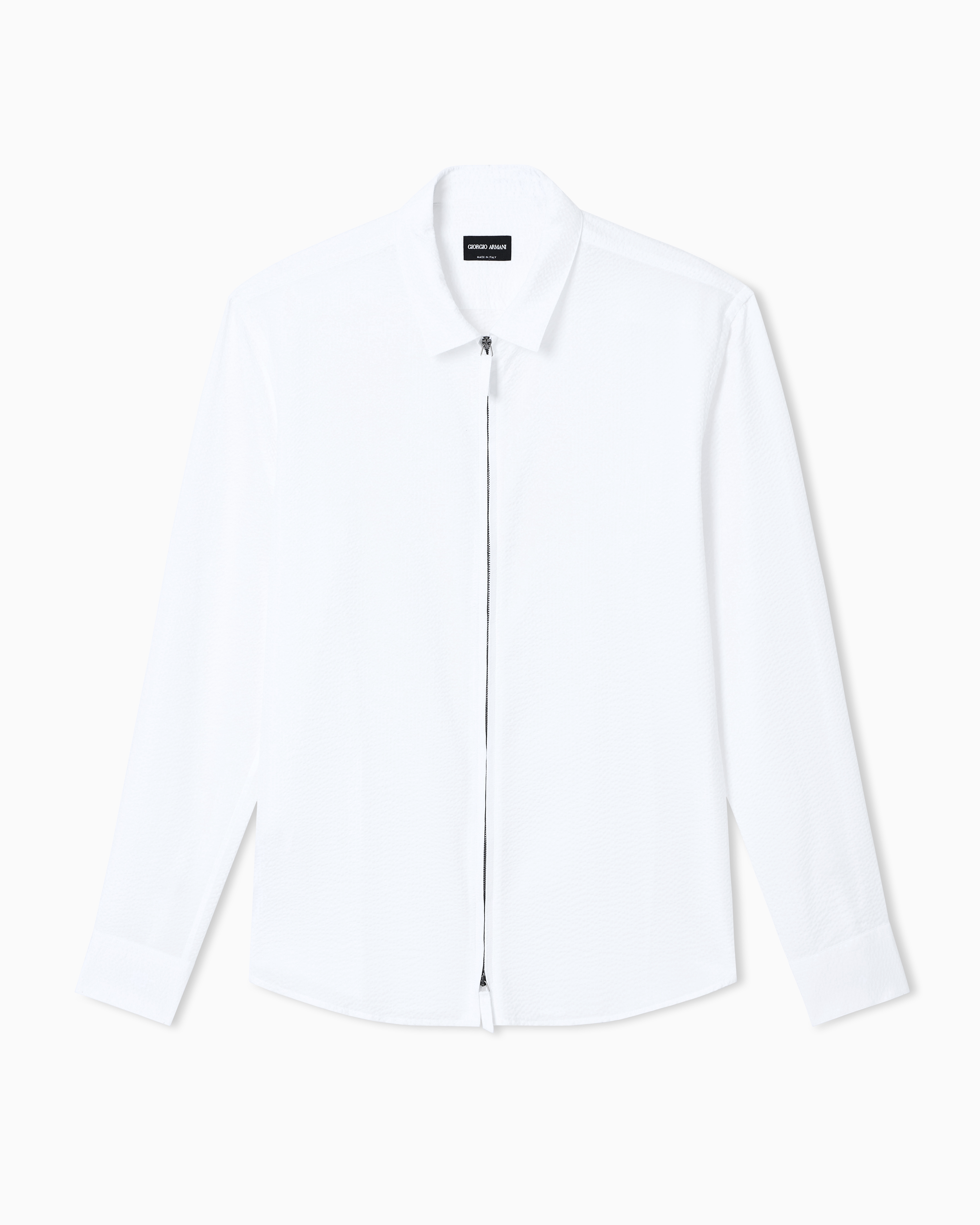 Giorgio Armani Camicia Con Zip In Cotone Seersucker