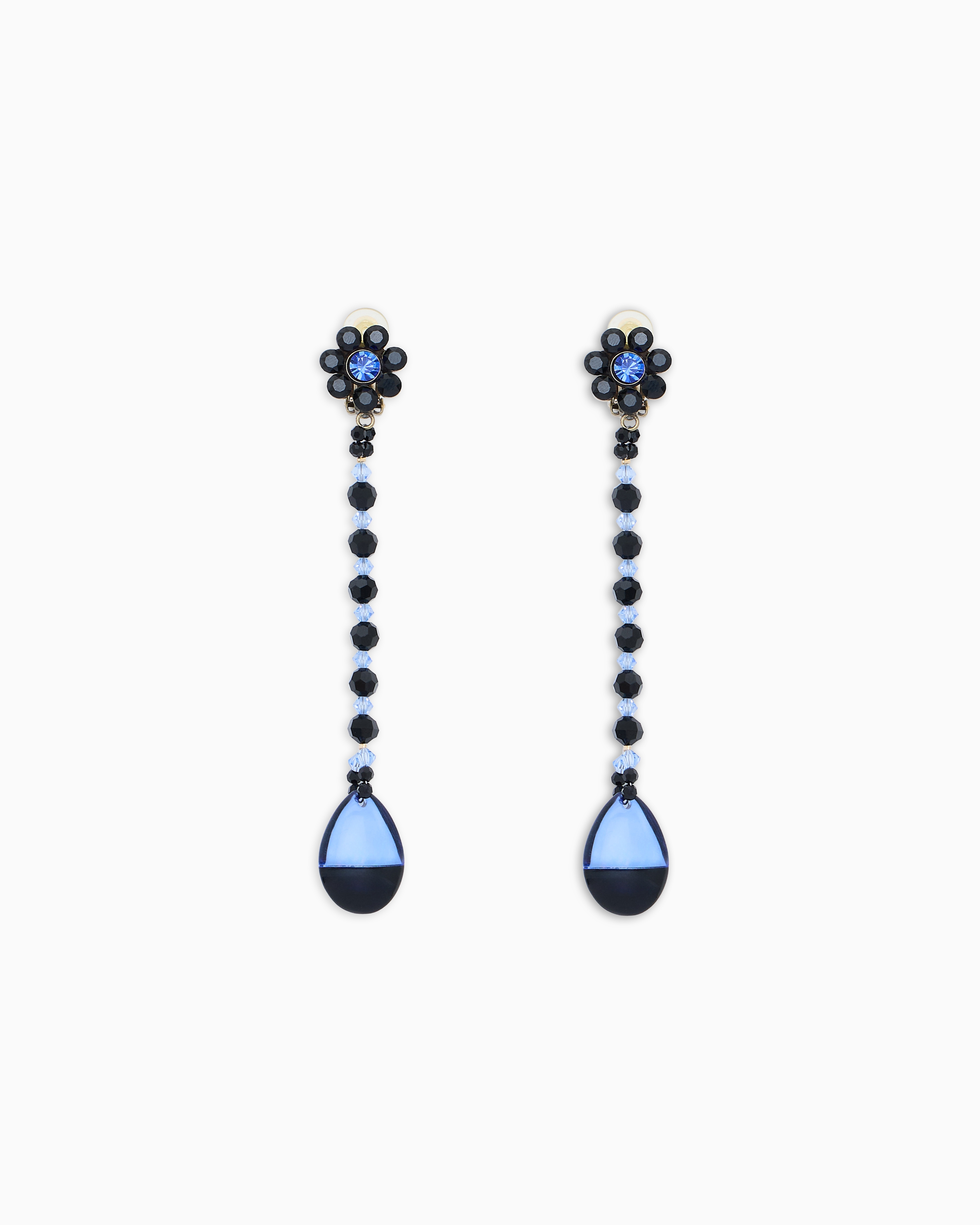 Giorgio Armani Blue Pendant Earrings With Crystals
