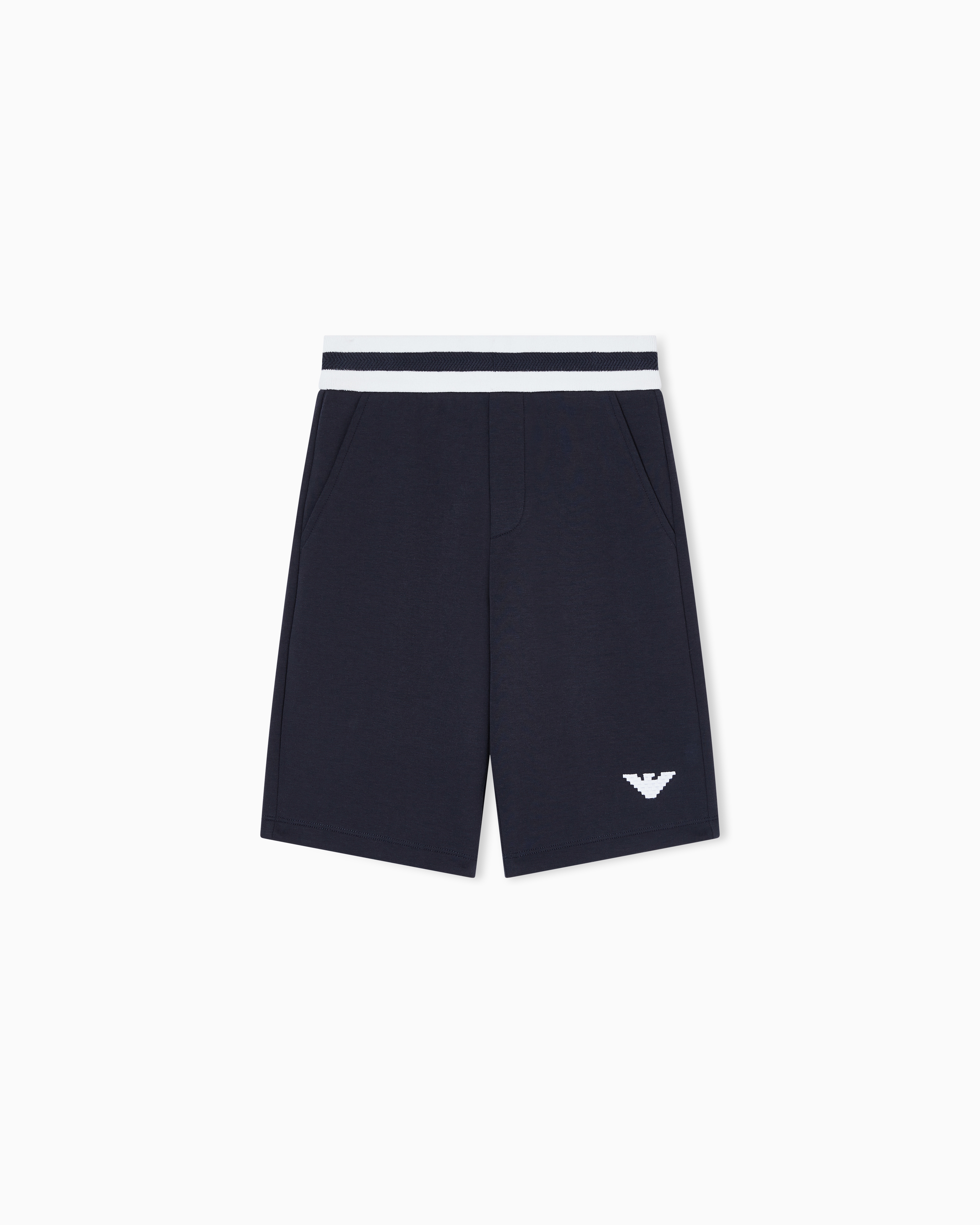 Emporio Armani Navy Blue Lunar New Year Double-Jersey Comfort-Fit Bermuda Shorts