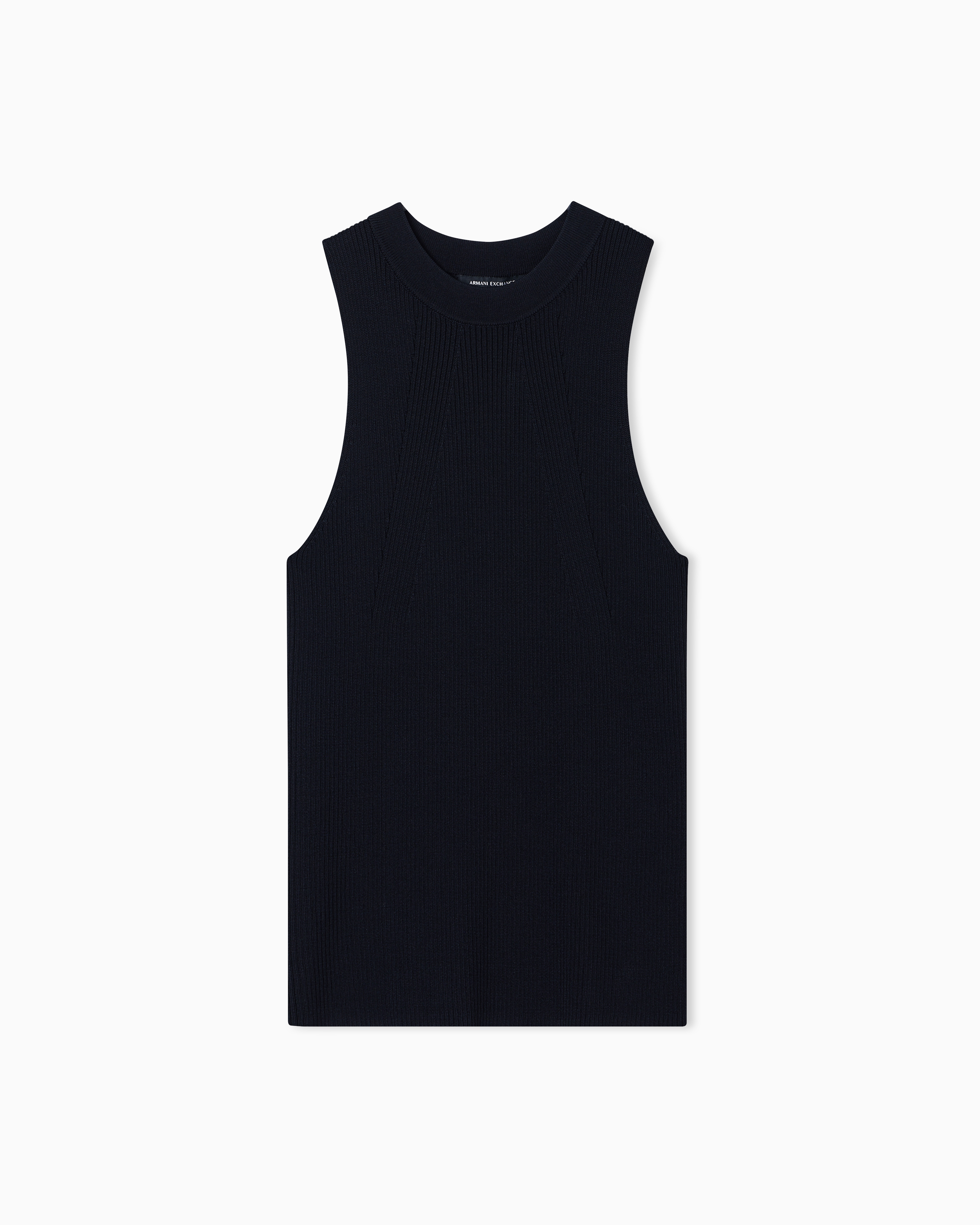 Armani Exchange Black Round-Neck Top In Recycled Knit