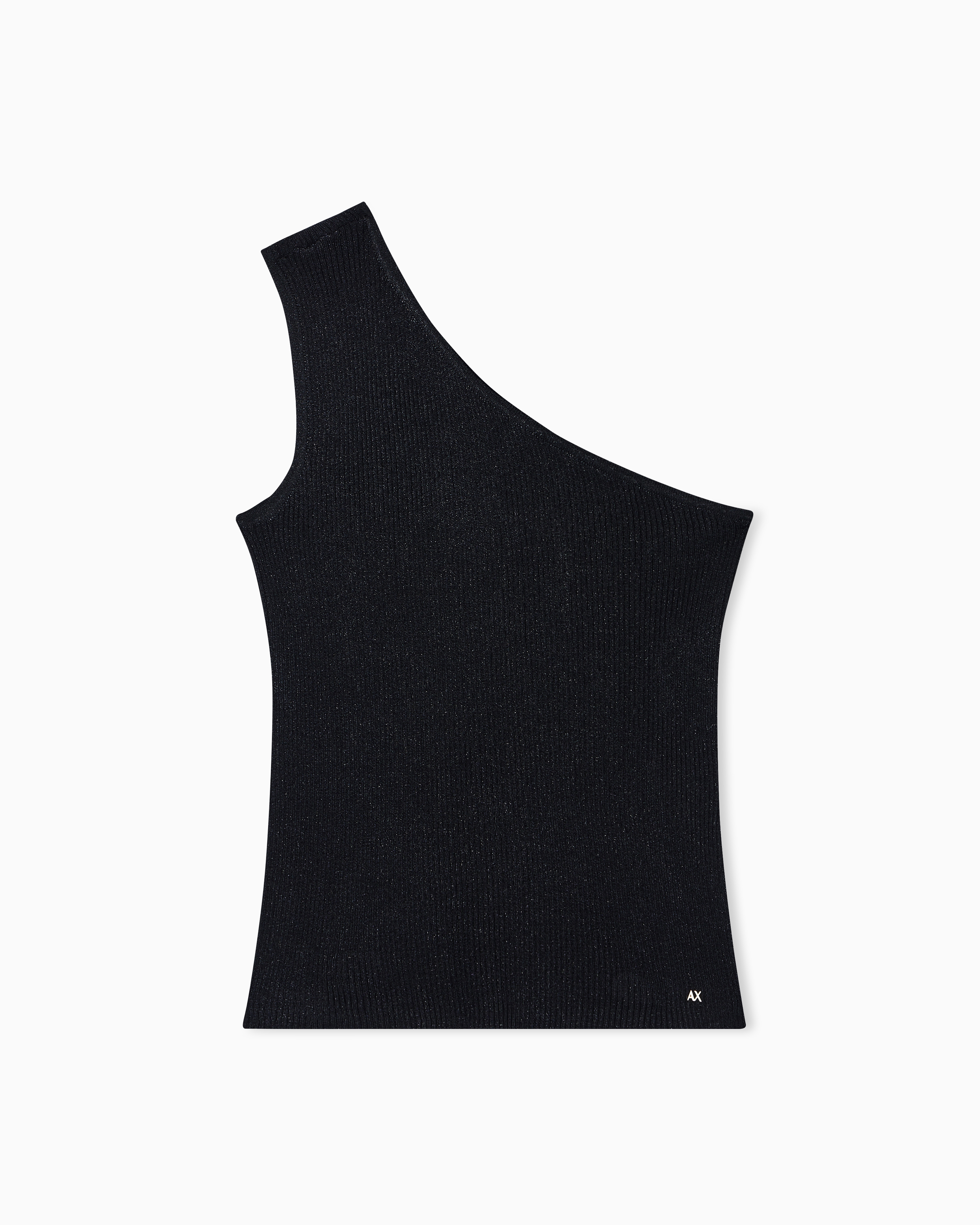 Armani Exchange Black One-Shoulder Top In Lurex Yarn