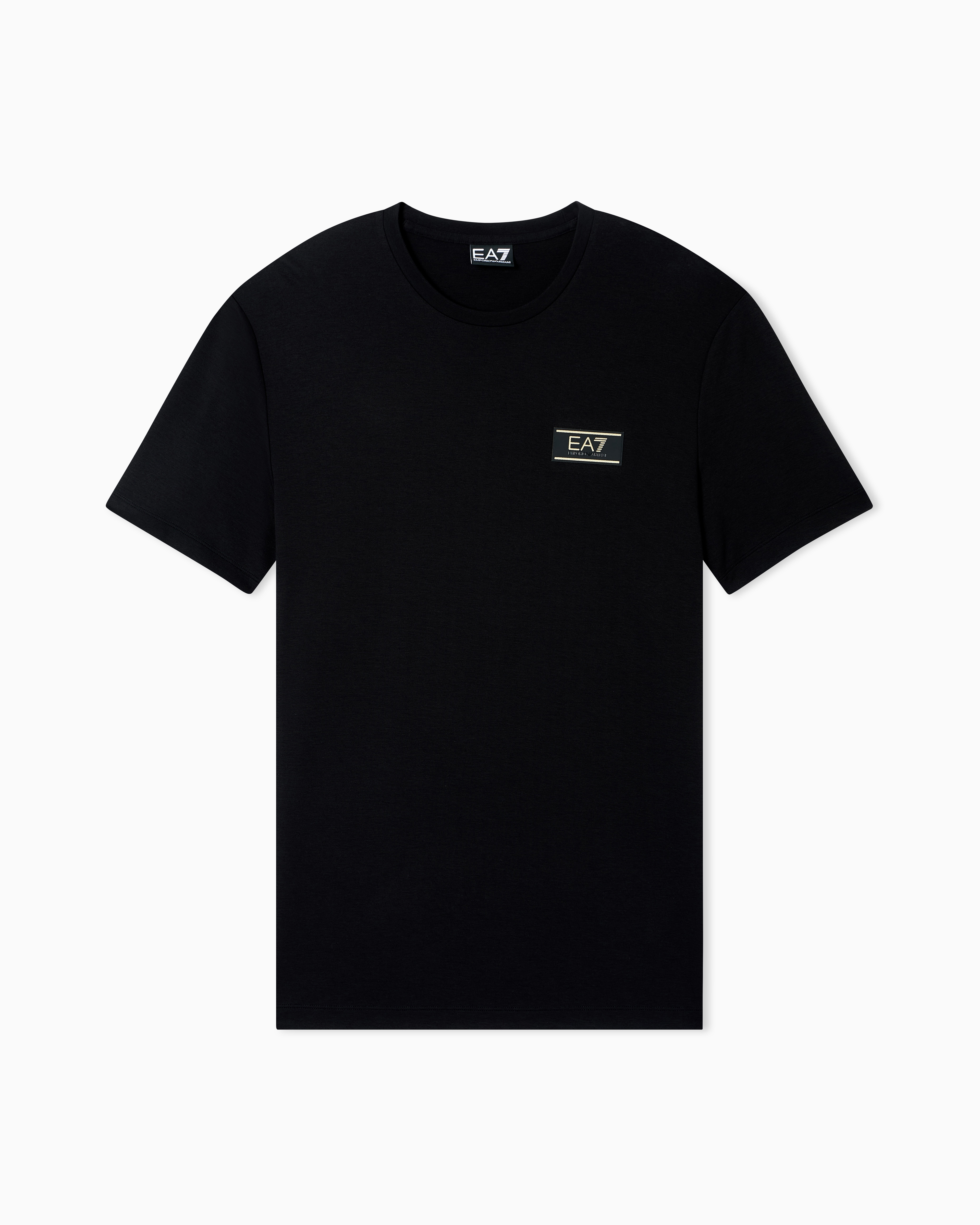Ea7 Black Premium Label Stretch Viscose-Blend Crew-Neck T-Shirt