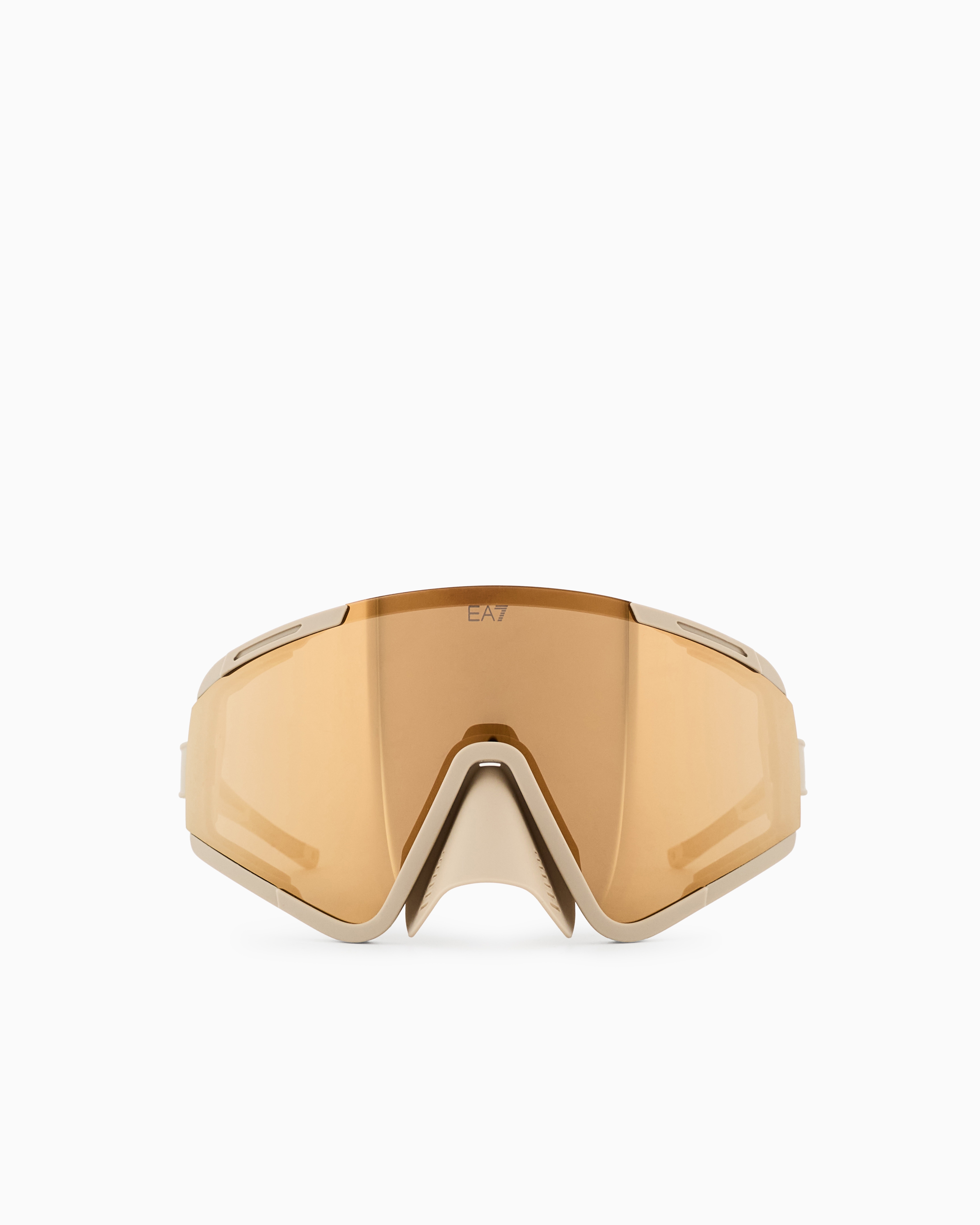 Ea7 Unisex Sunglasses In An Asymmetrical Shape In Gold