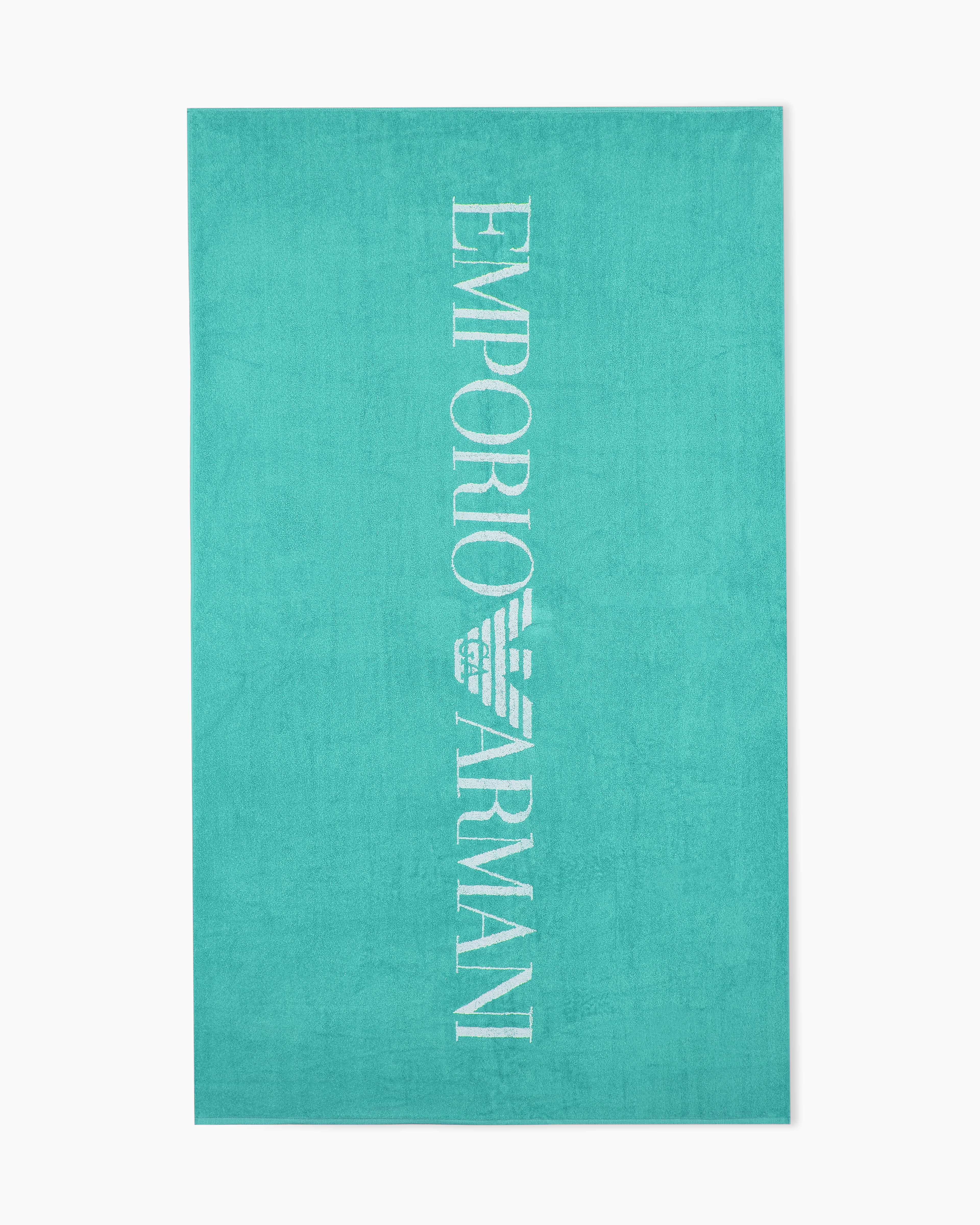 Emporio Armani Unisex Green Essential Terry Beach Towel With Logo