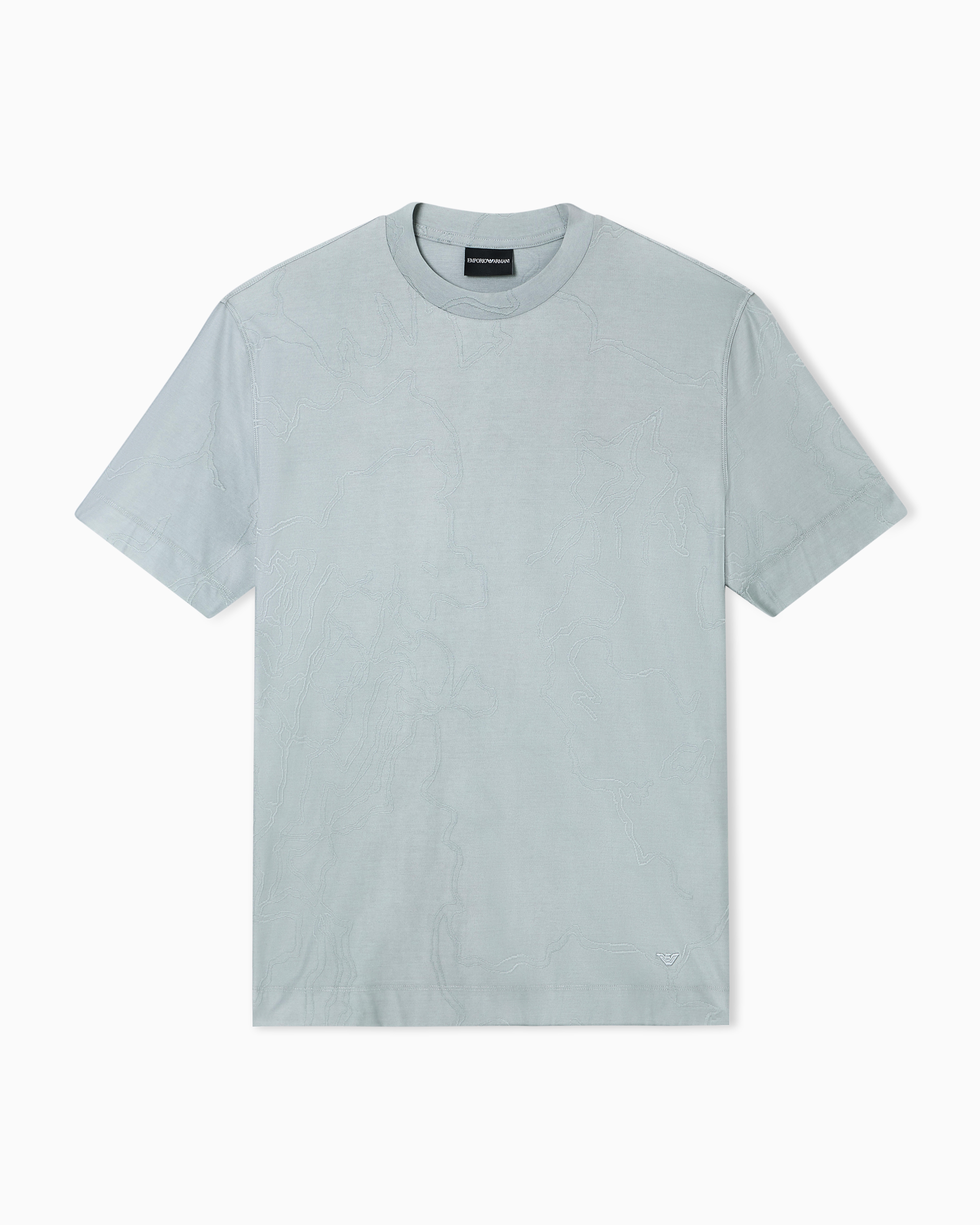 Emporio Armani Grey Jersey Jacquard T-Shirt With All-Over Motif