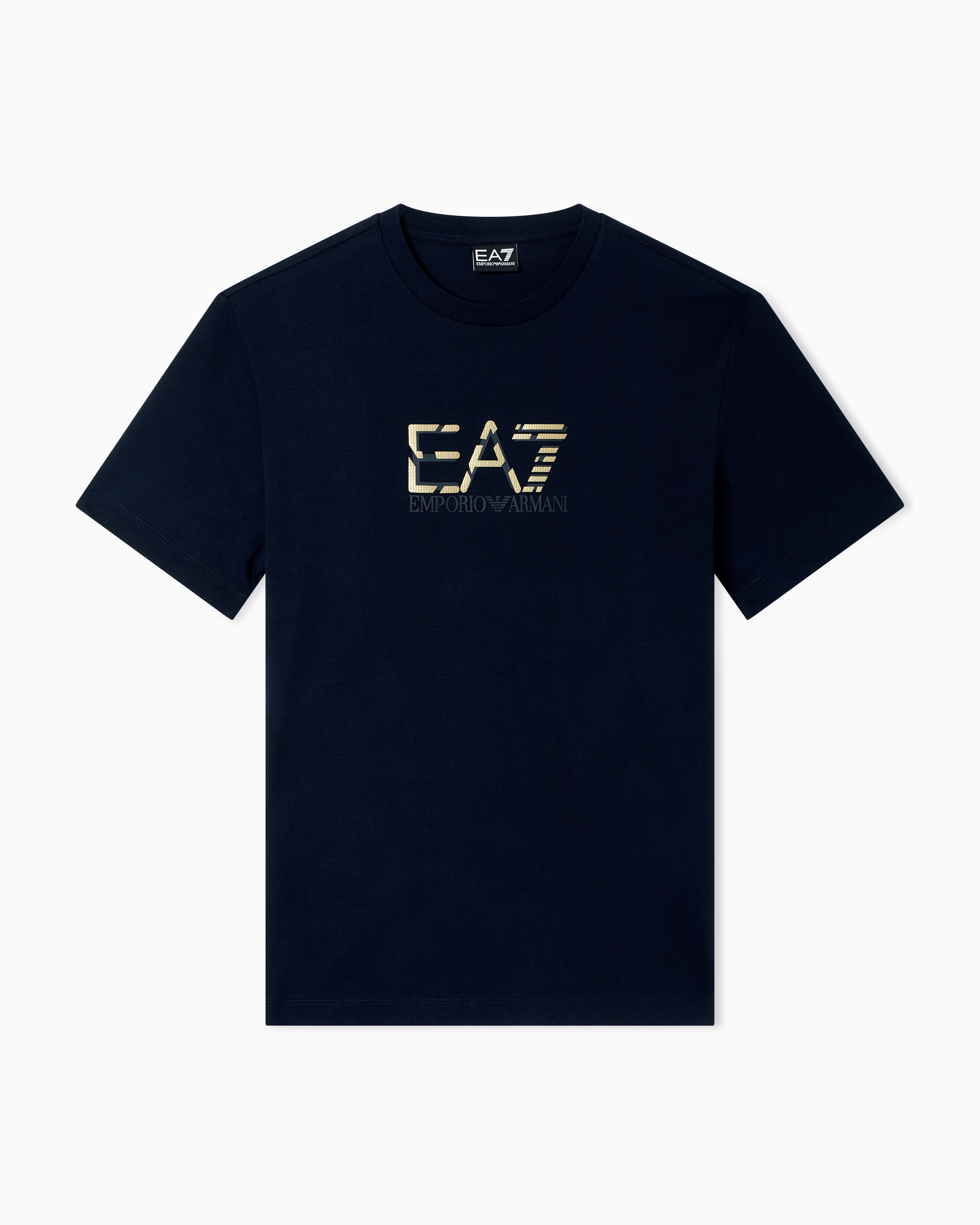 Ea7 T-Shirt Girocollo Premium Label In Jersey Di Cotone