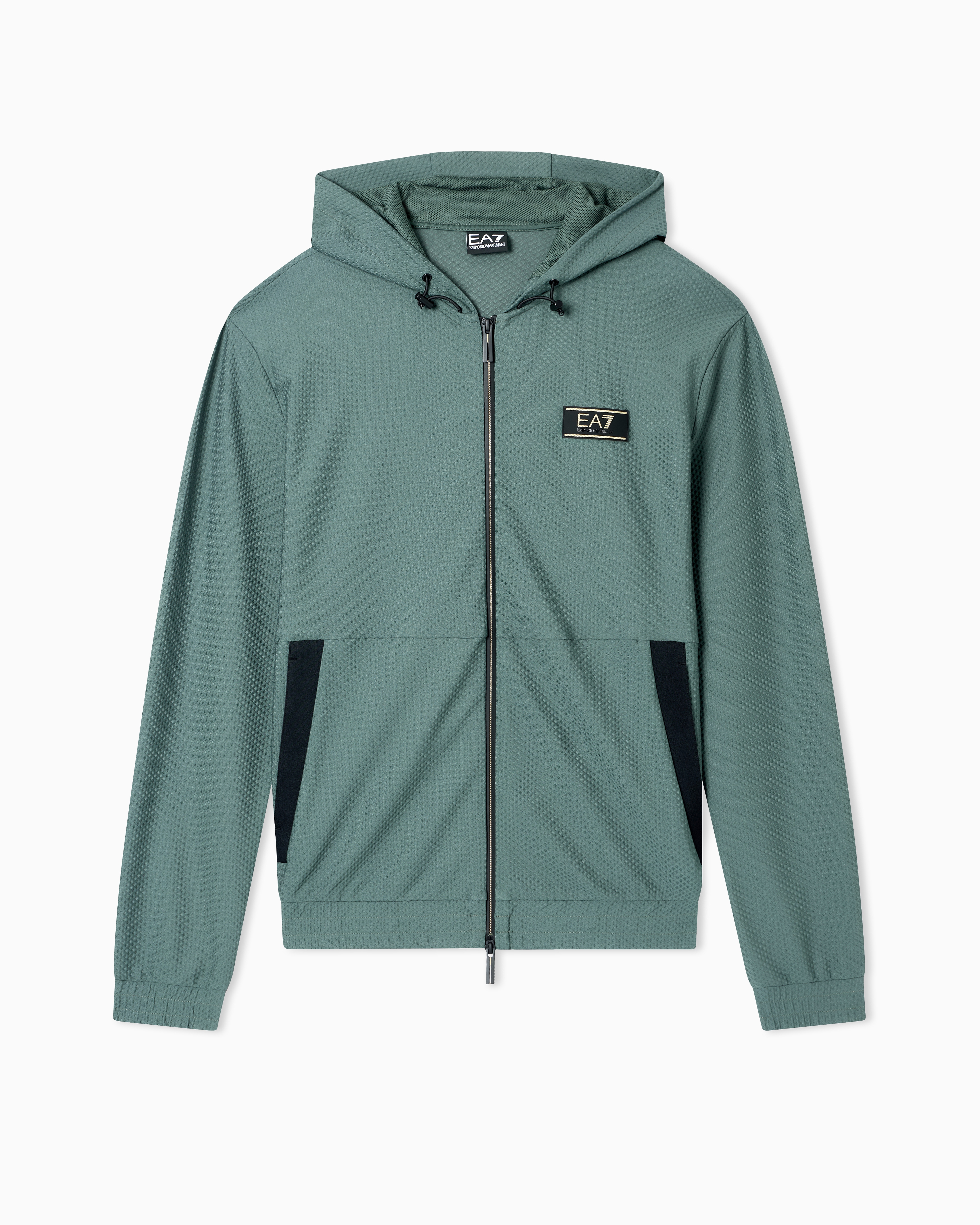 Ea7 Green Premium Label Technical Fabric Hooded Sweatshirt