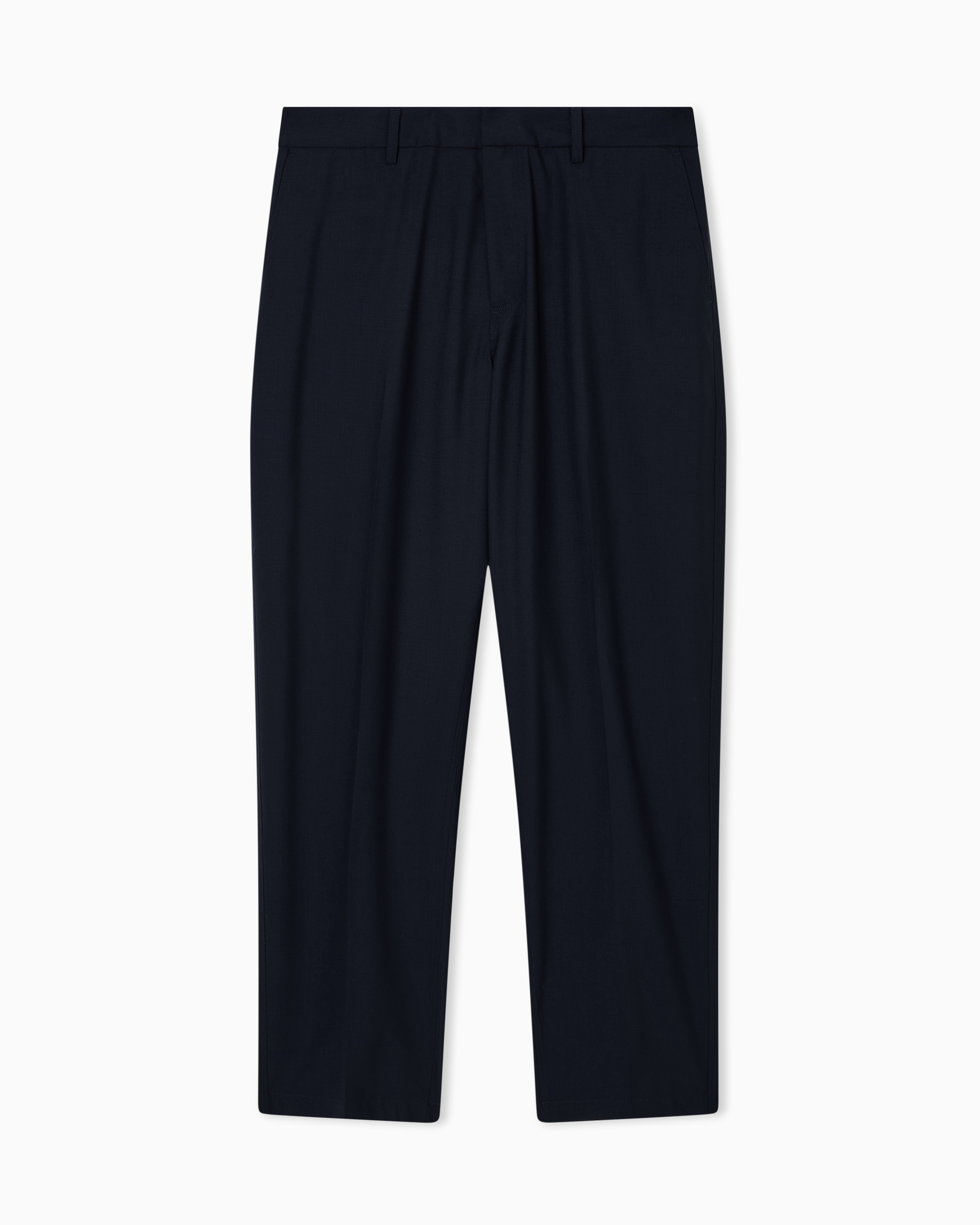 Emporio Armani Navy Blue Striped, Light Wool Trousers