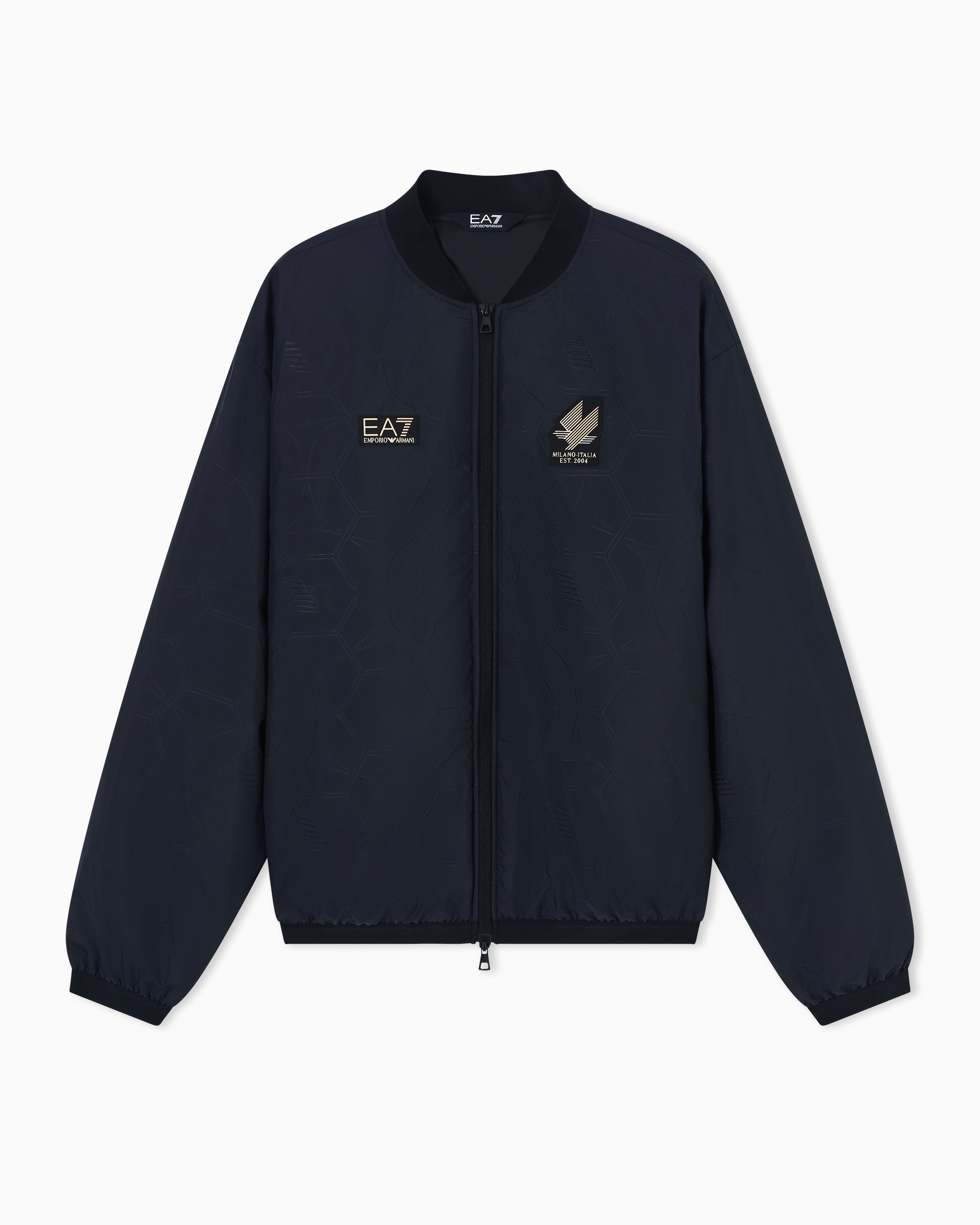 Ea7 Black Soccer Jacket In Technical Fabric