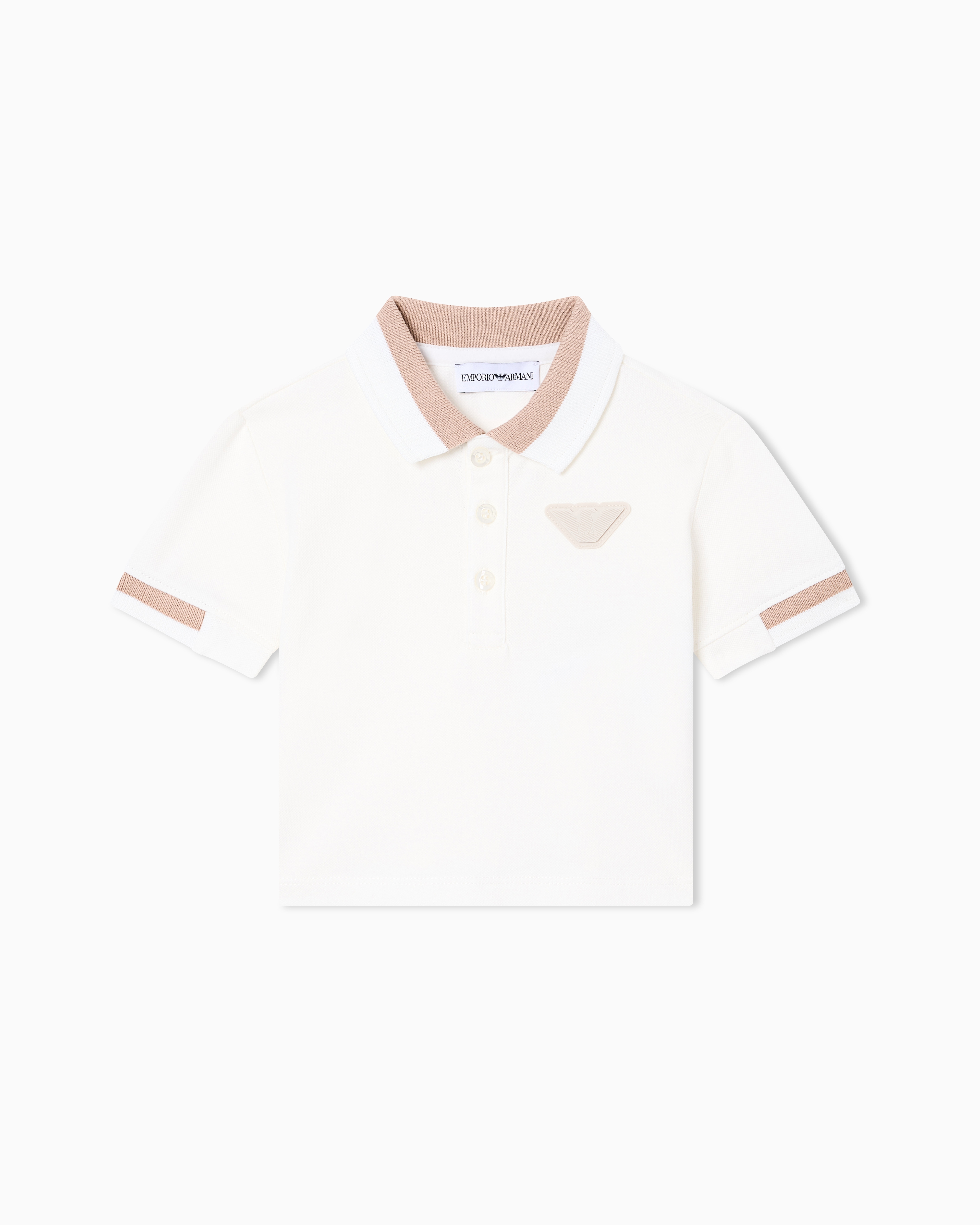 Emporio Armani White Stretch Piqué Jersey Polo Shirt