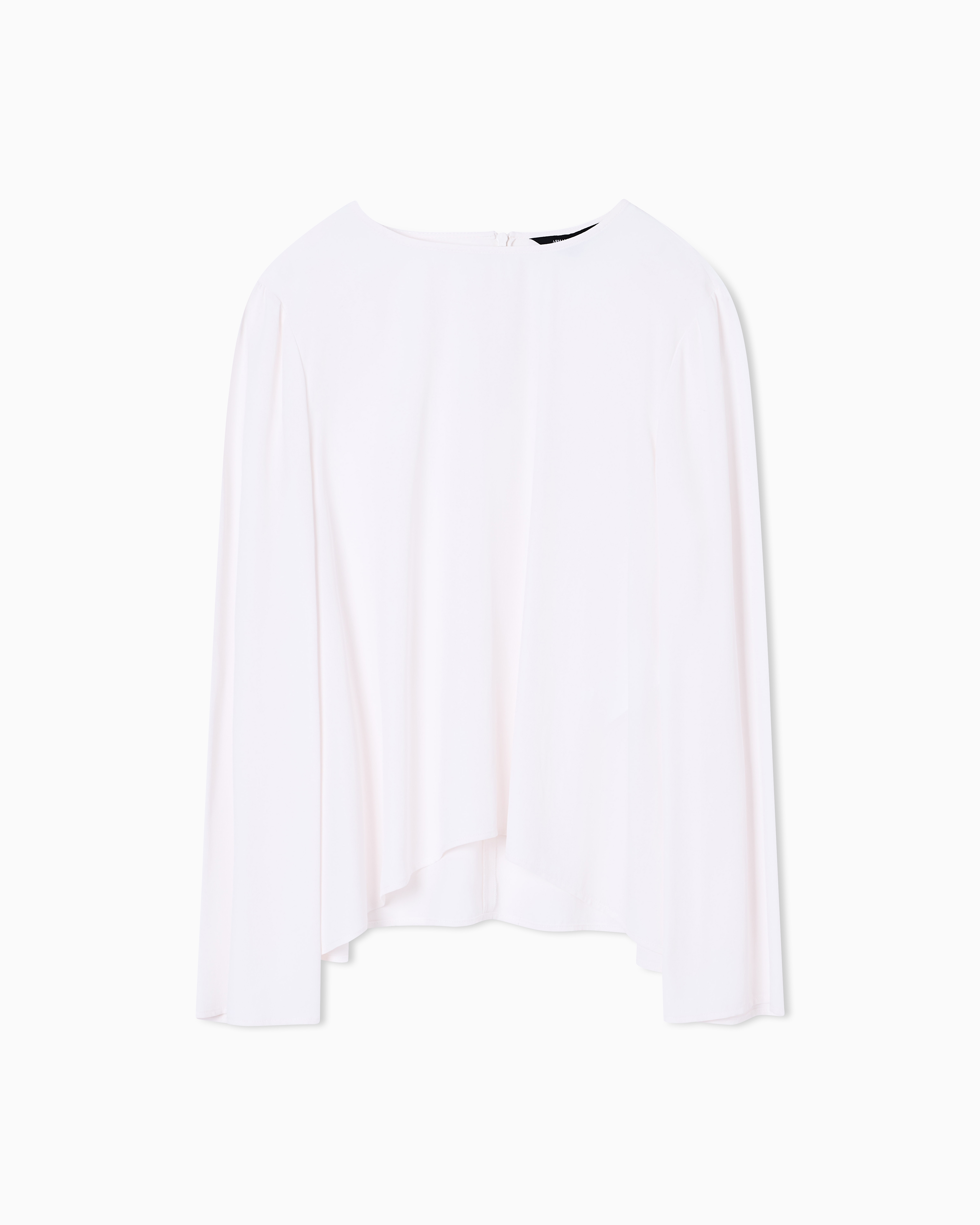 Armani Exchange White Crepe De Chine Blouse With Side Slits