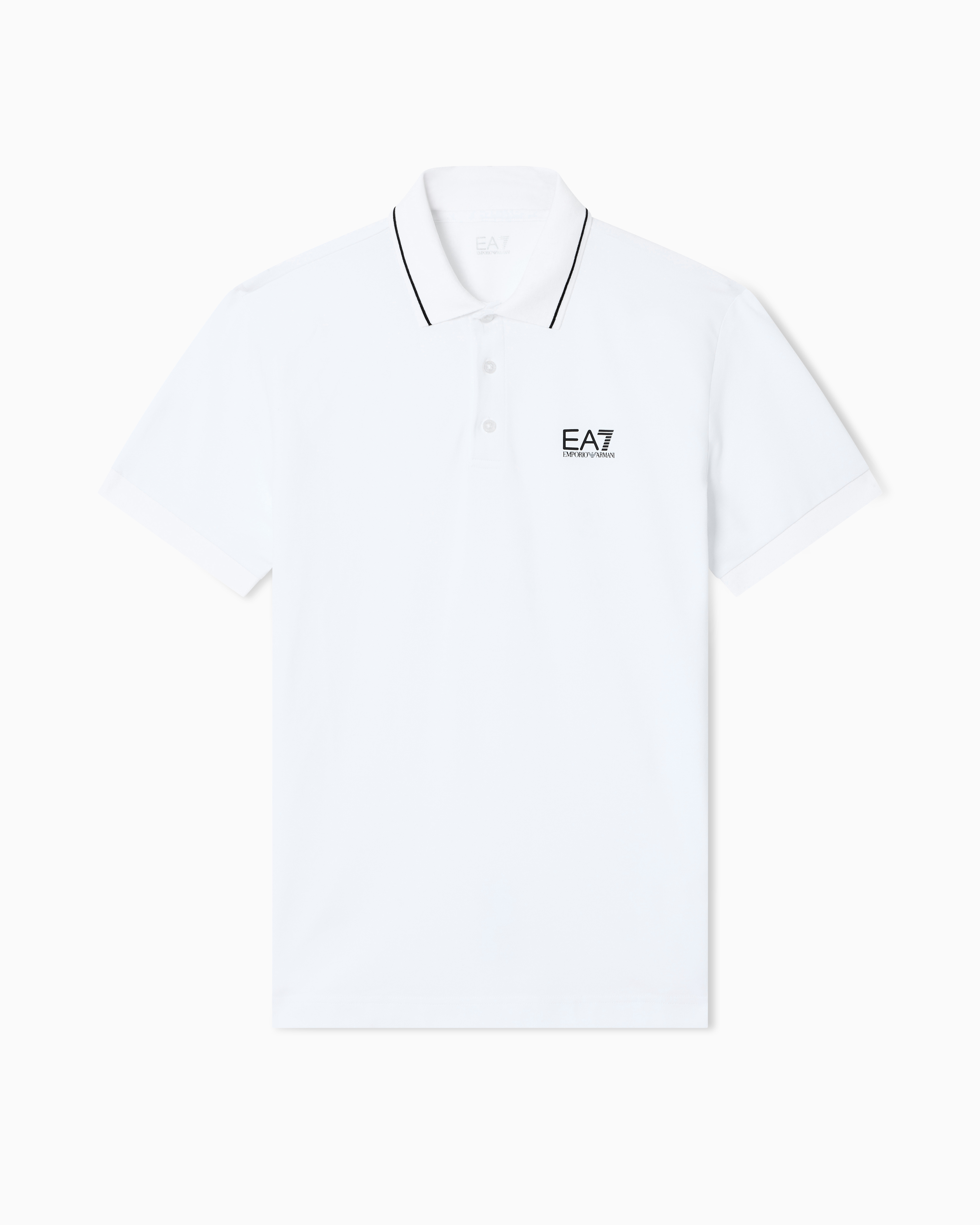 Ea7 White Core Identity Stretch-Cotton Piqué Polo Shirt