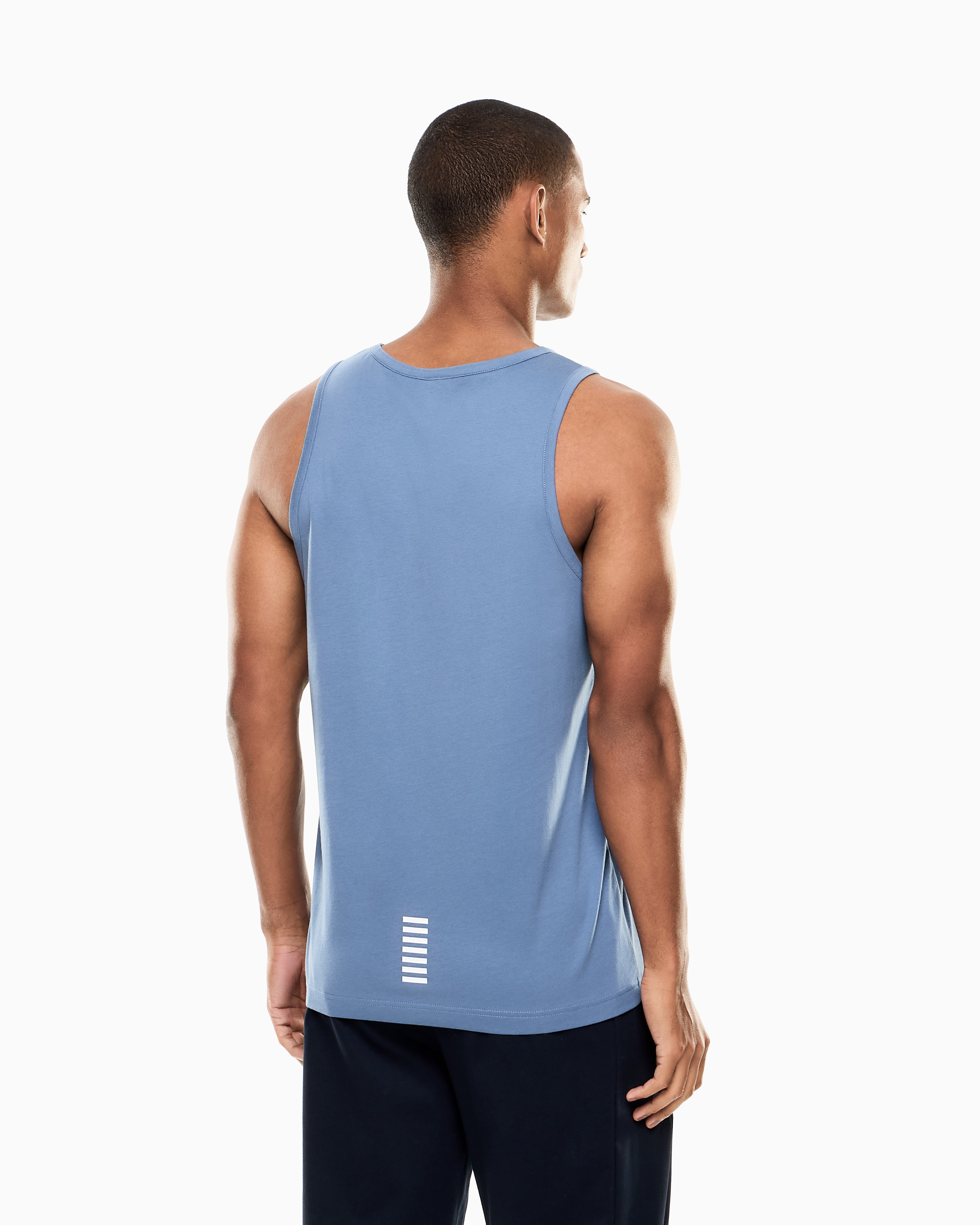 Ea7 Core Identity Cotton Jersey Tank Top In Blue