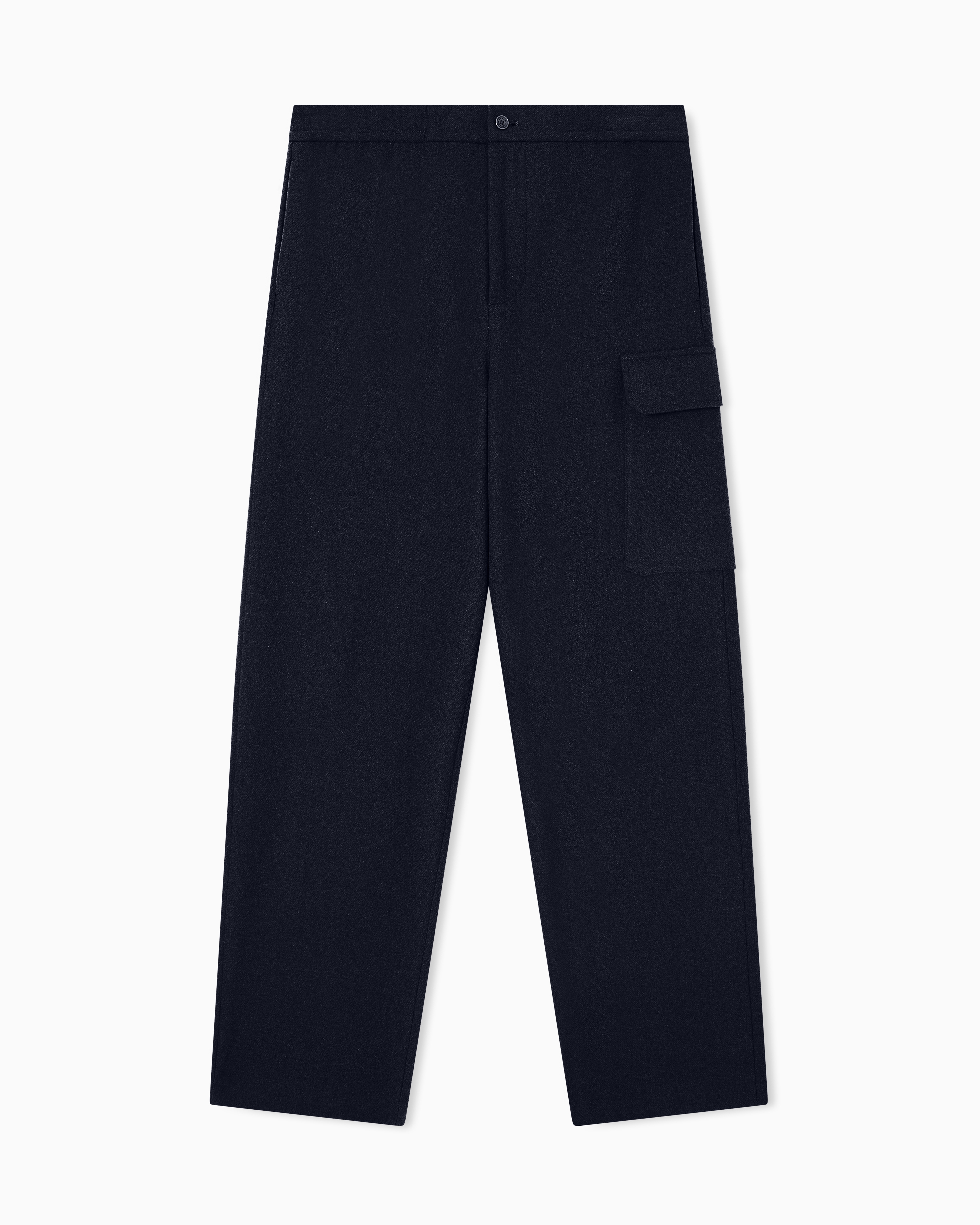 Armani Exchange - Wool Blend Cargo Pants, Man, Navy Blue, Size: