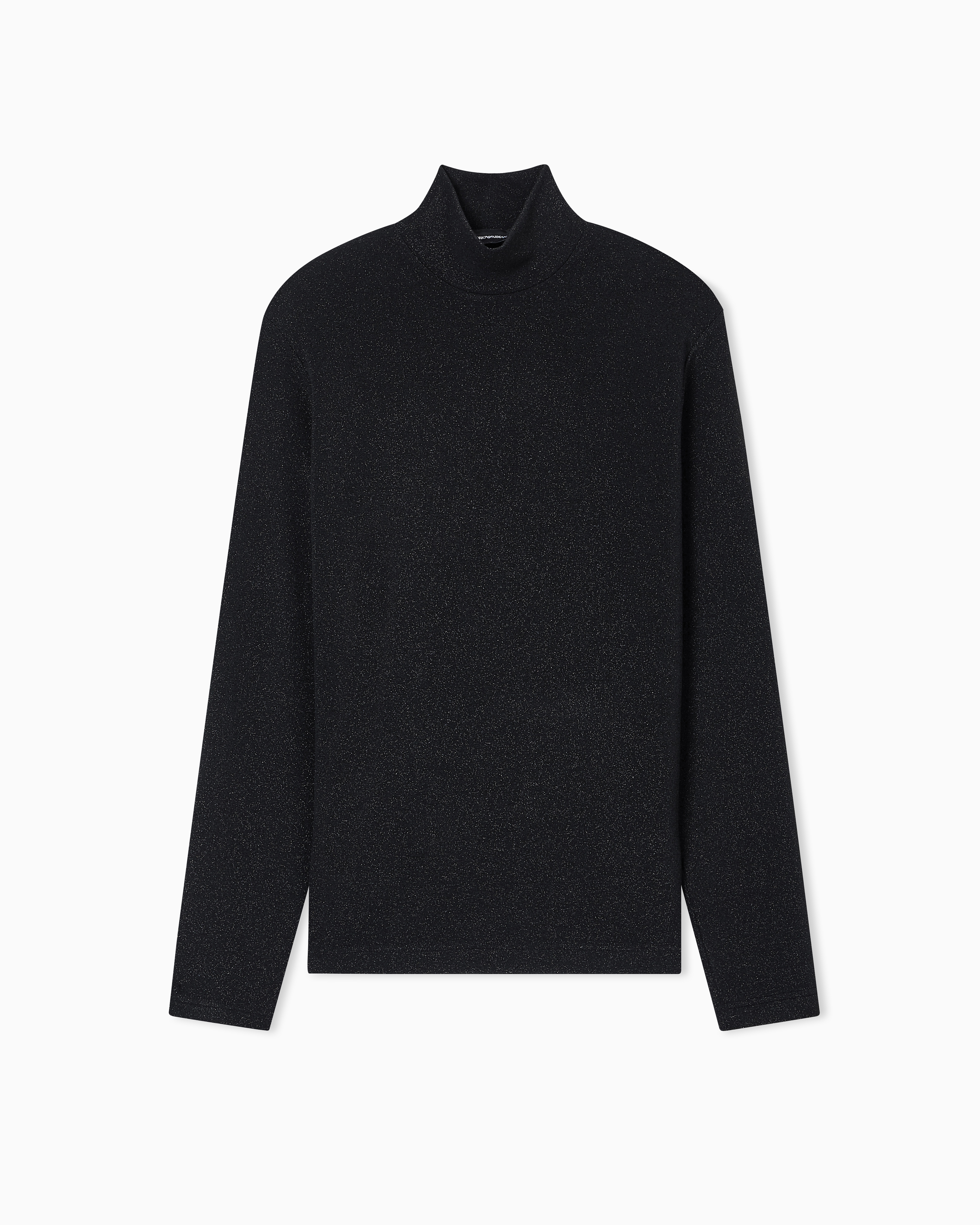 Emporio Armani - Lurex jersey mock-neck jumper, Man, Black, Size:
