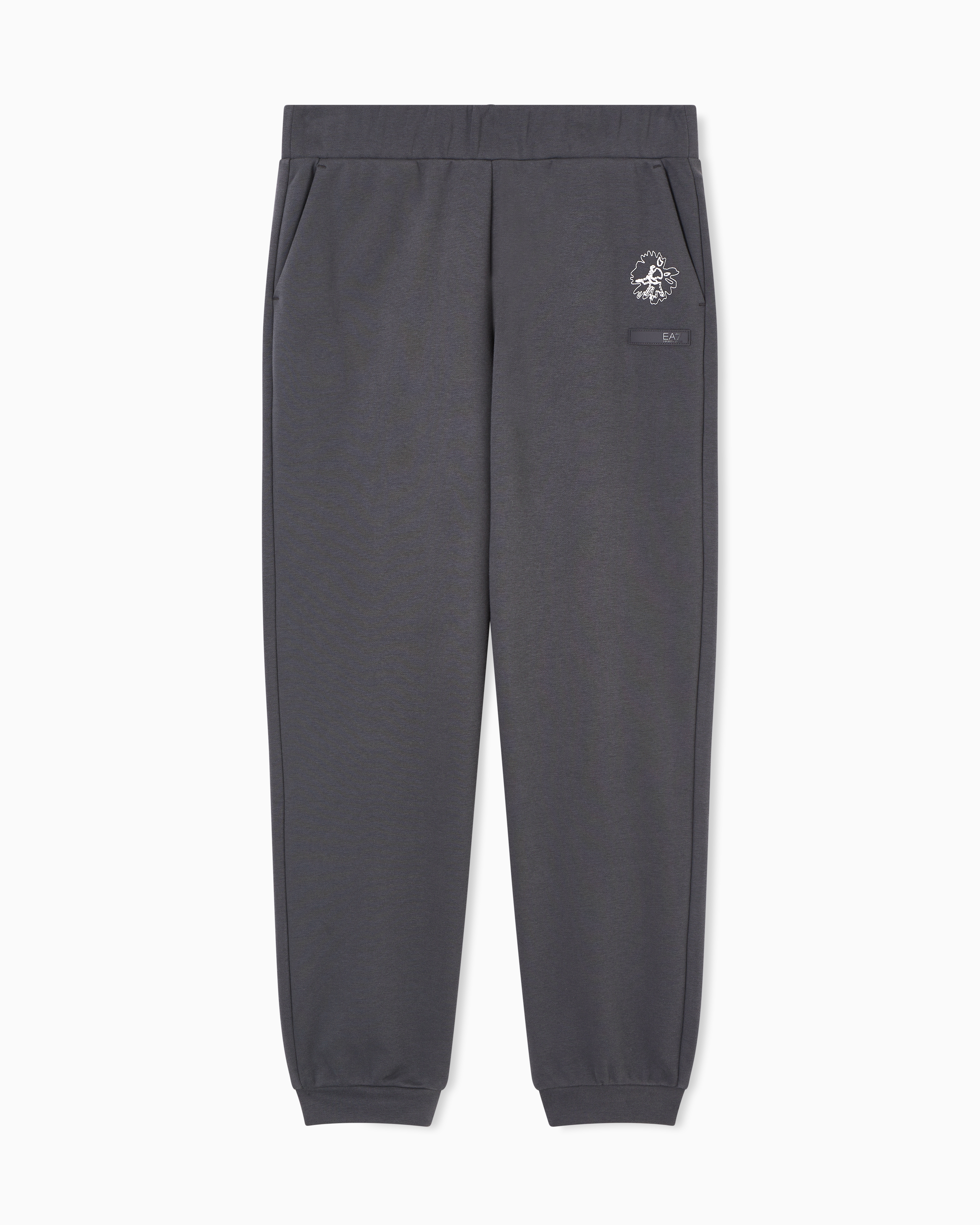 Ea7 Grey Graphic Series Cotton-Blend Joggers
