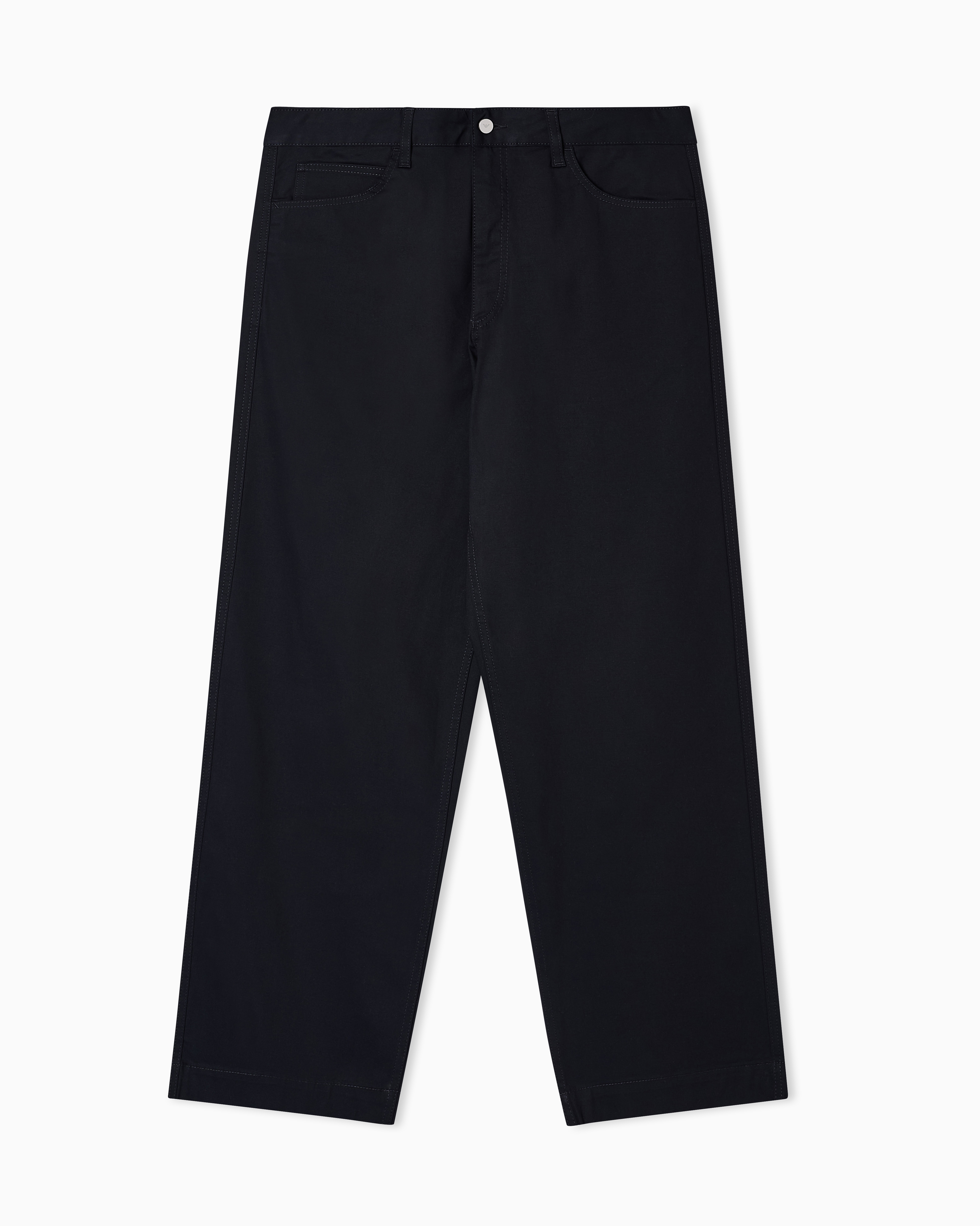 Emporio Armani - ASV five-pocket trousers organic gabardine, Man, Black, Size: