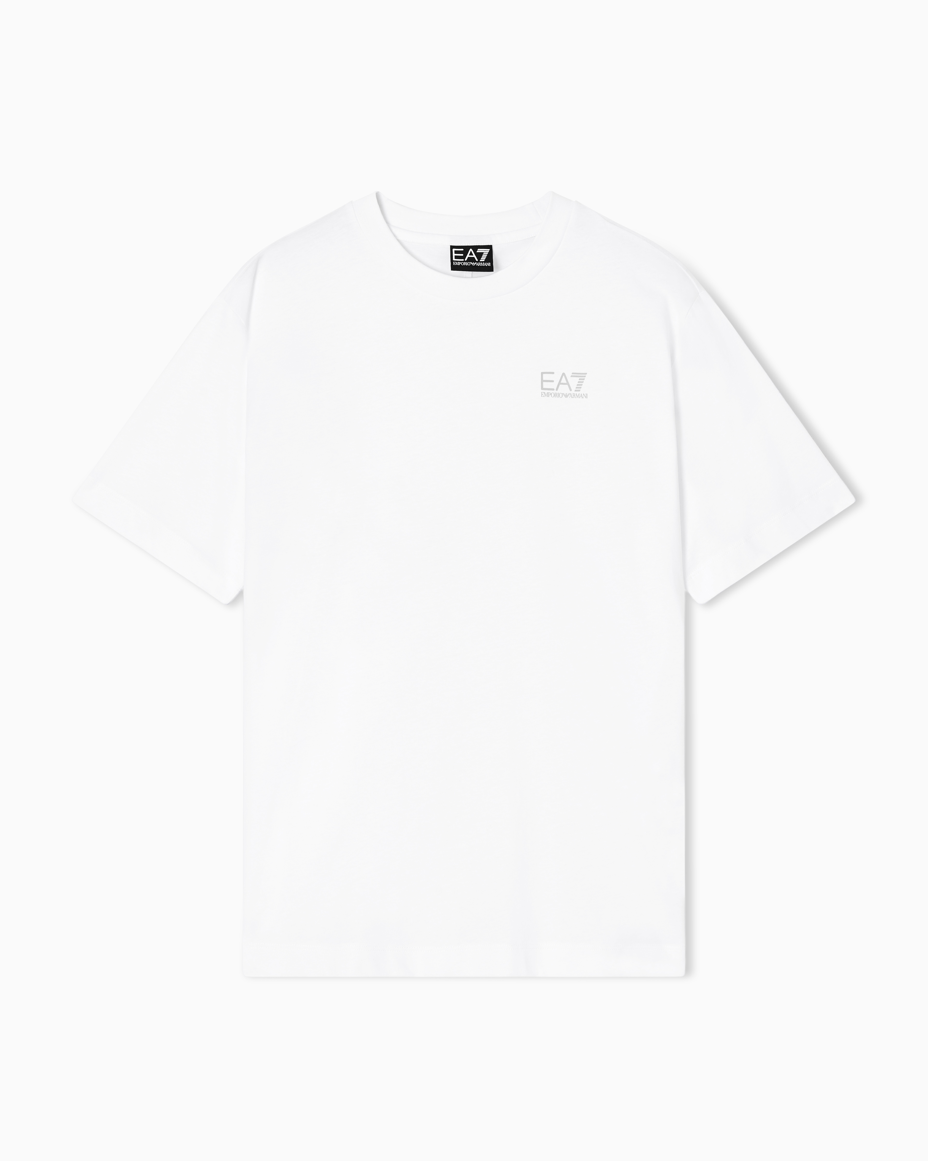 Ea7 White Oversized Logo Series Cotton Jersey T-Shirt With Logo