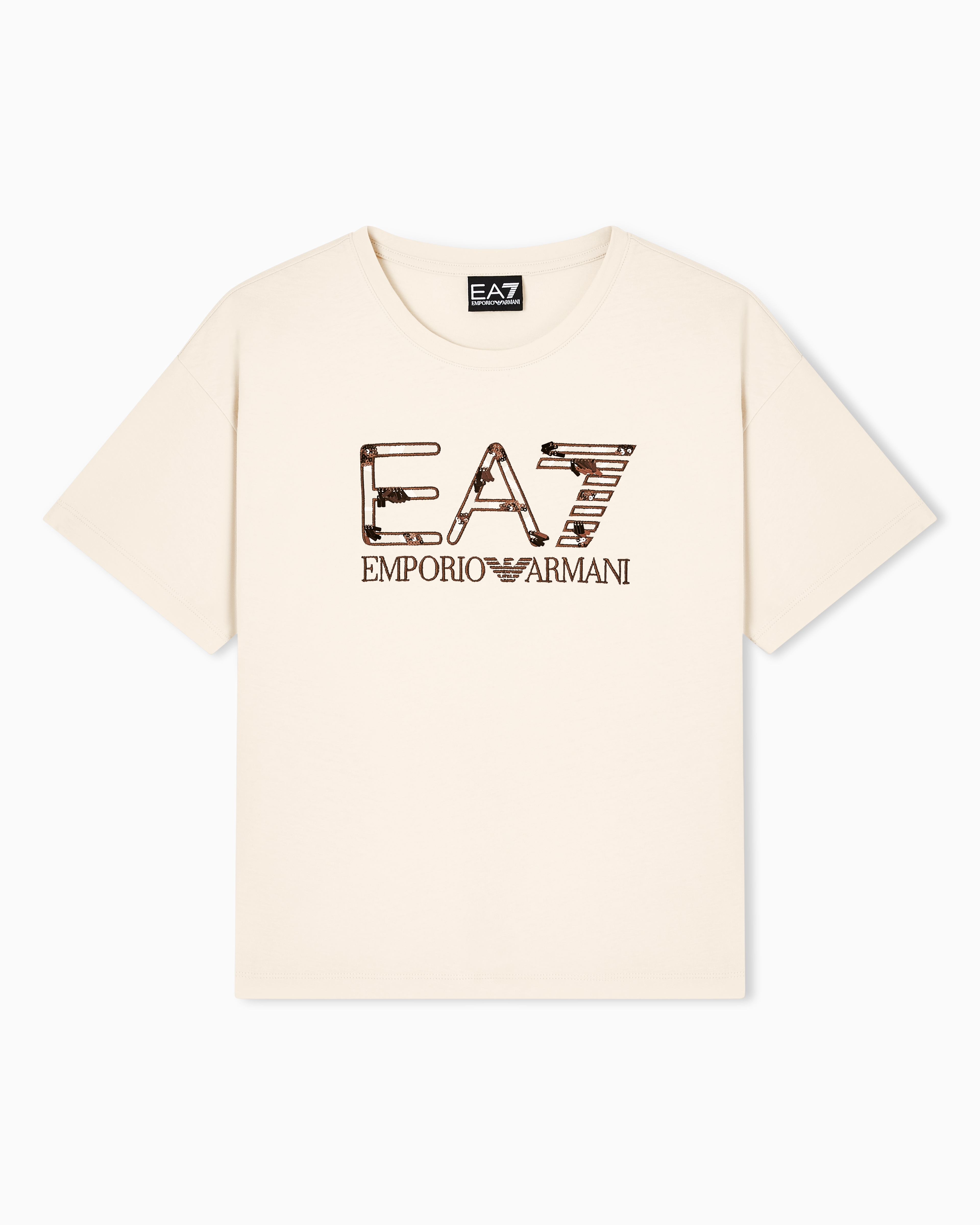 Ea7 Beige Logo Series Jersey T-Shirt