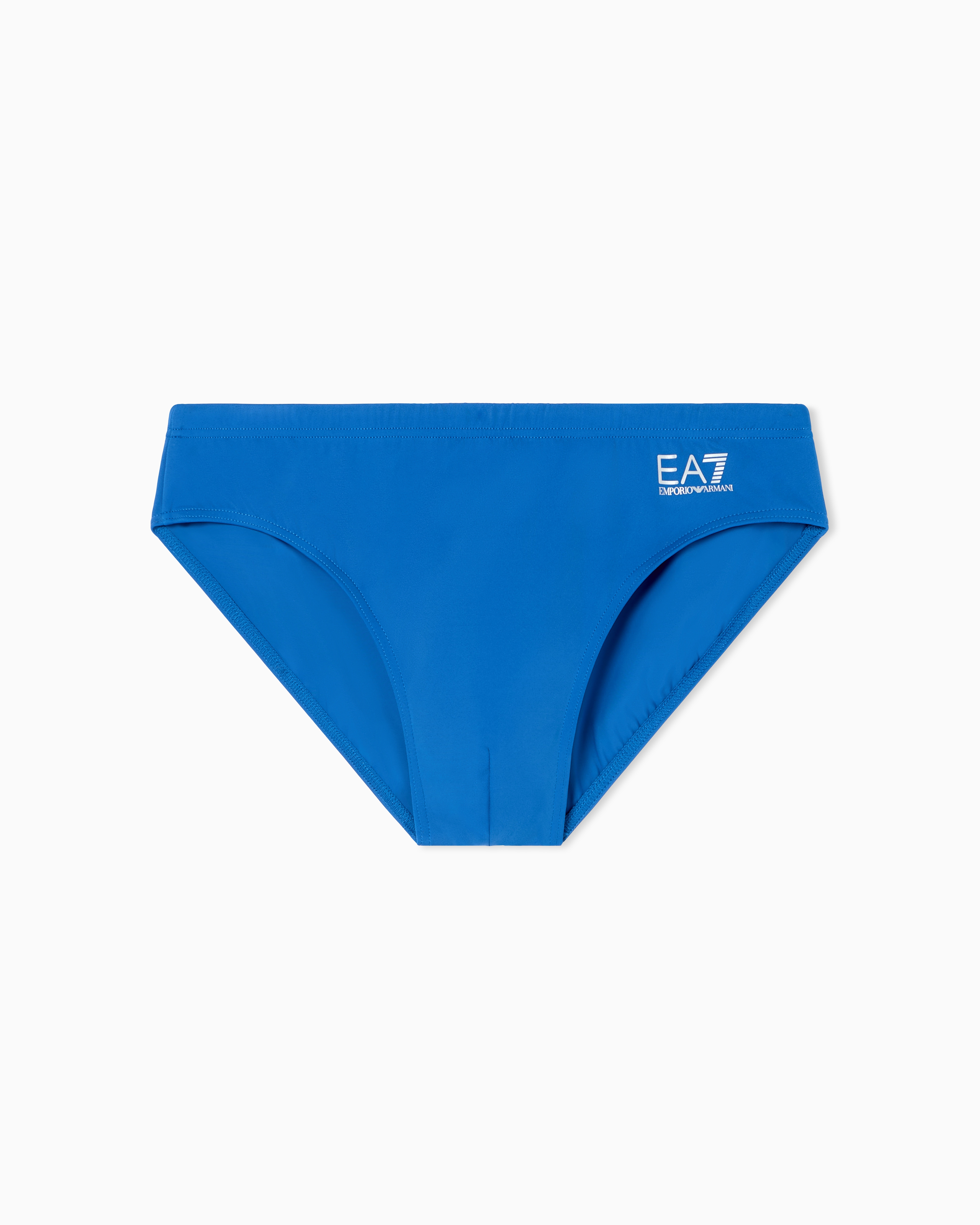 Ea7 Blue Swimming Briefs With An Elastic Waist And Drawstring
