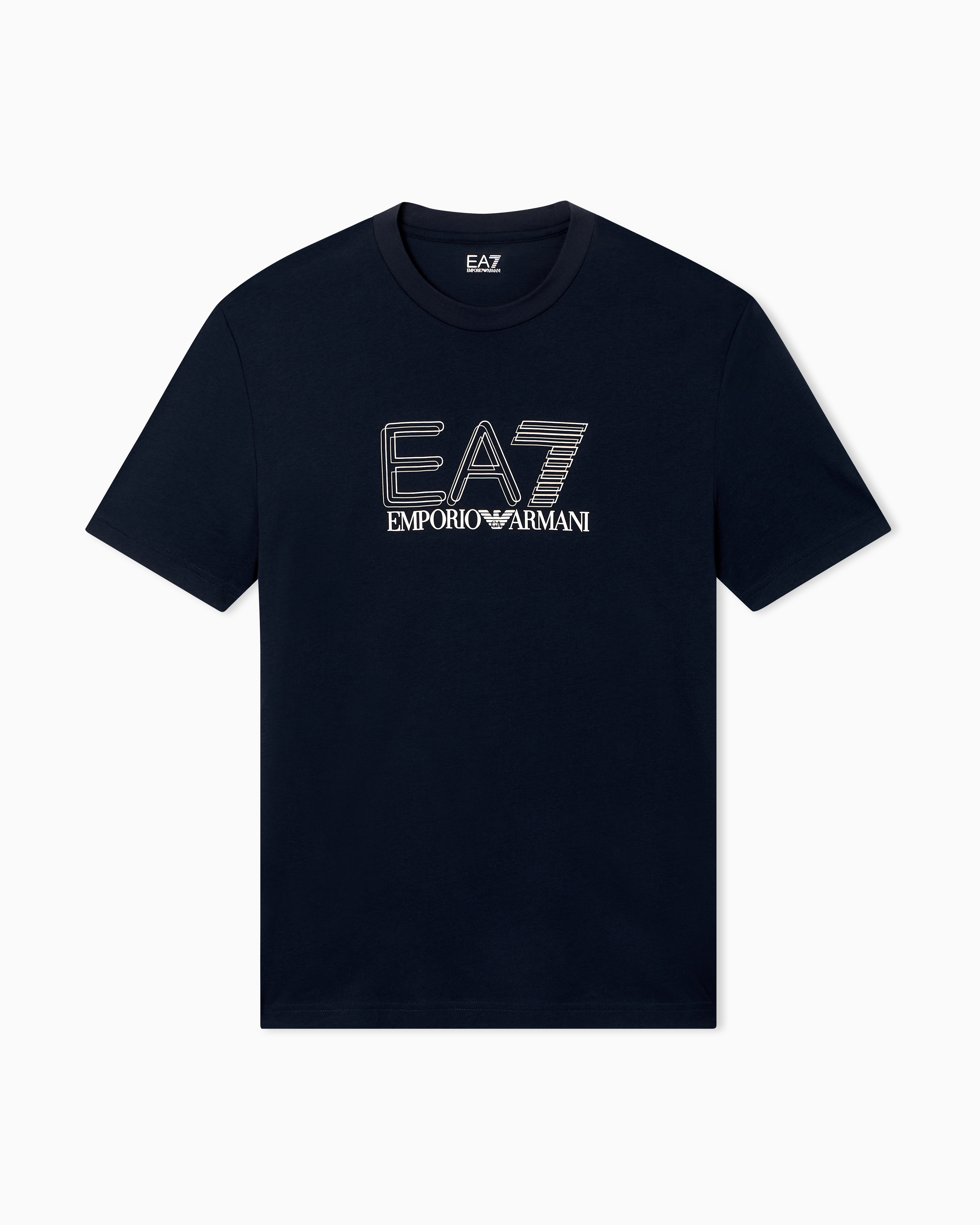 Ea7 Navy Blue Visibility Cotton-Jersey Crew-Neck T-Shirt