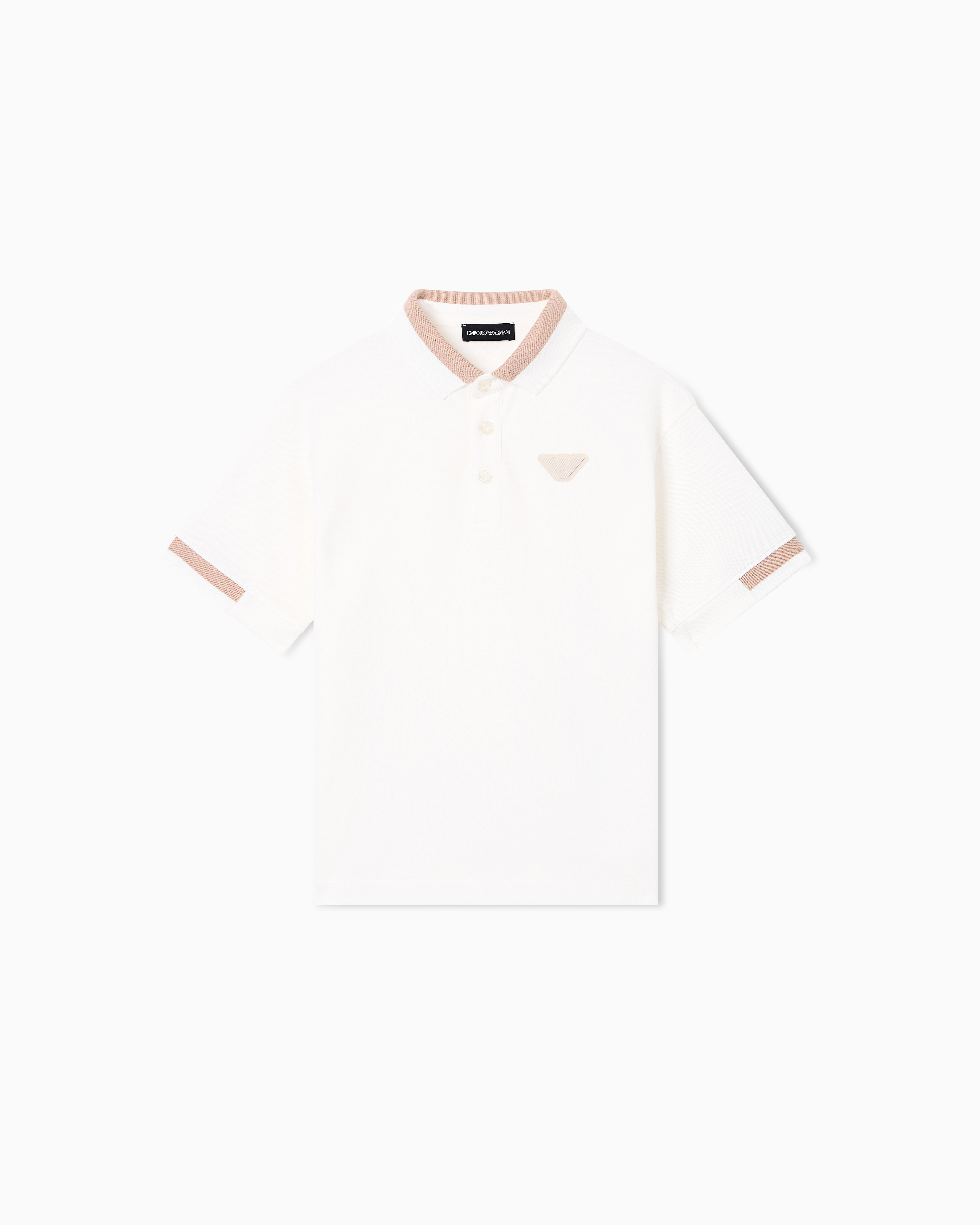 Emporio Armani White Stretch Piqué Jersey Polo Shirt