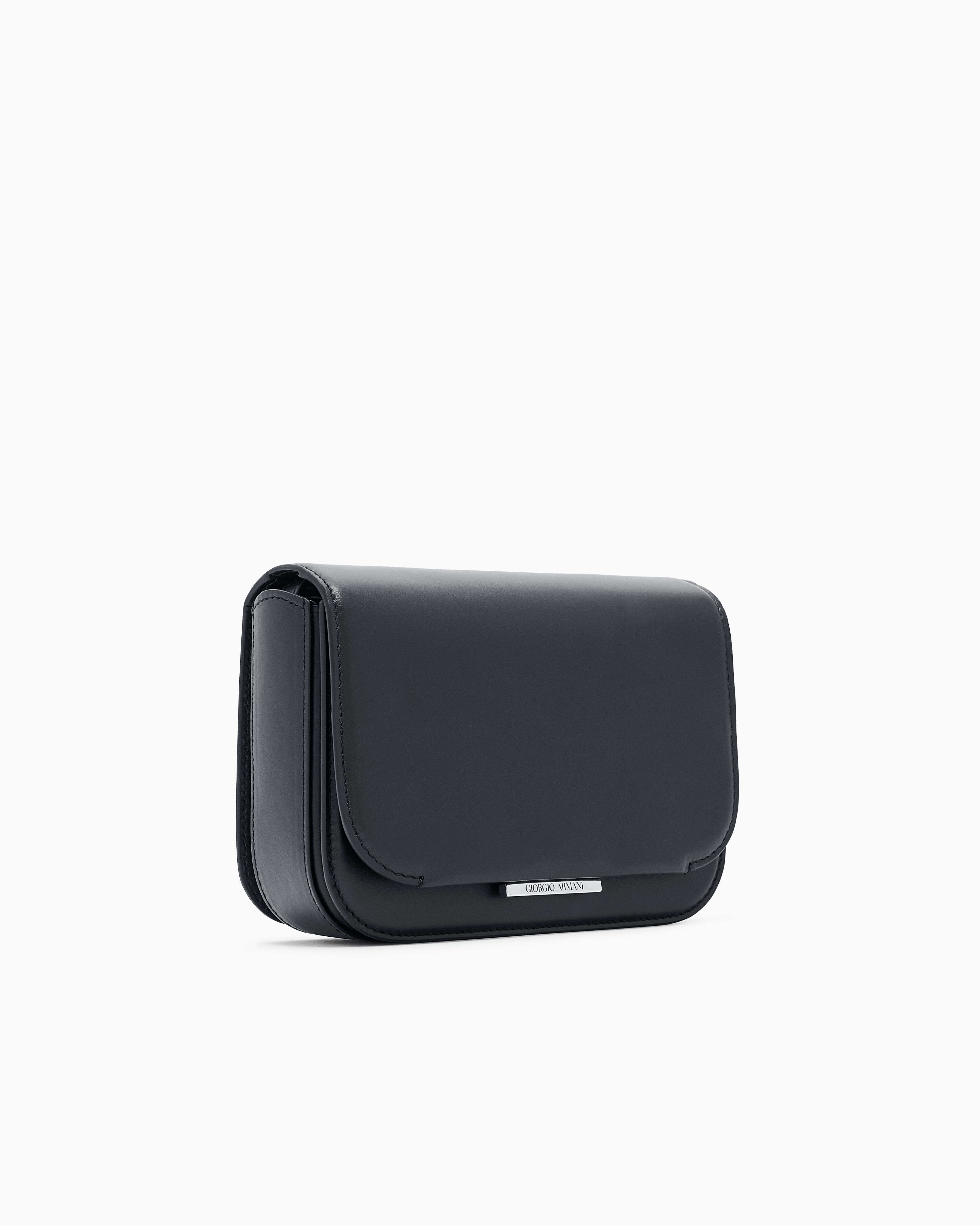 Giorgio Armani Small Leather Shoulder Bag In Black