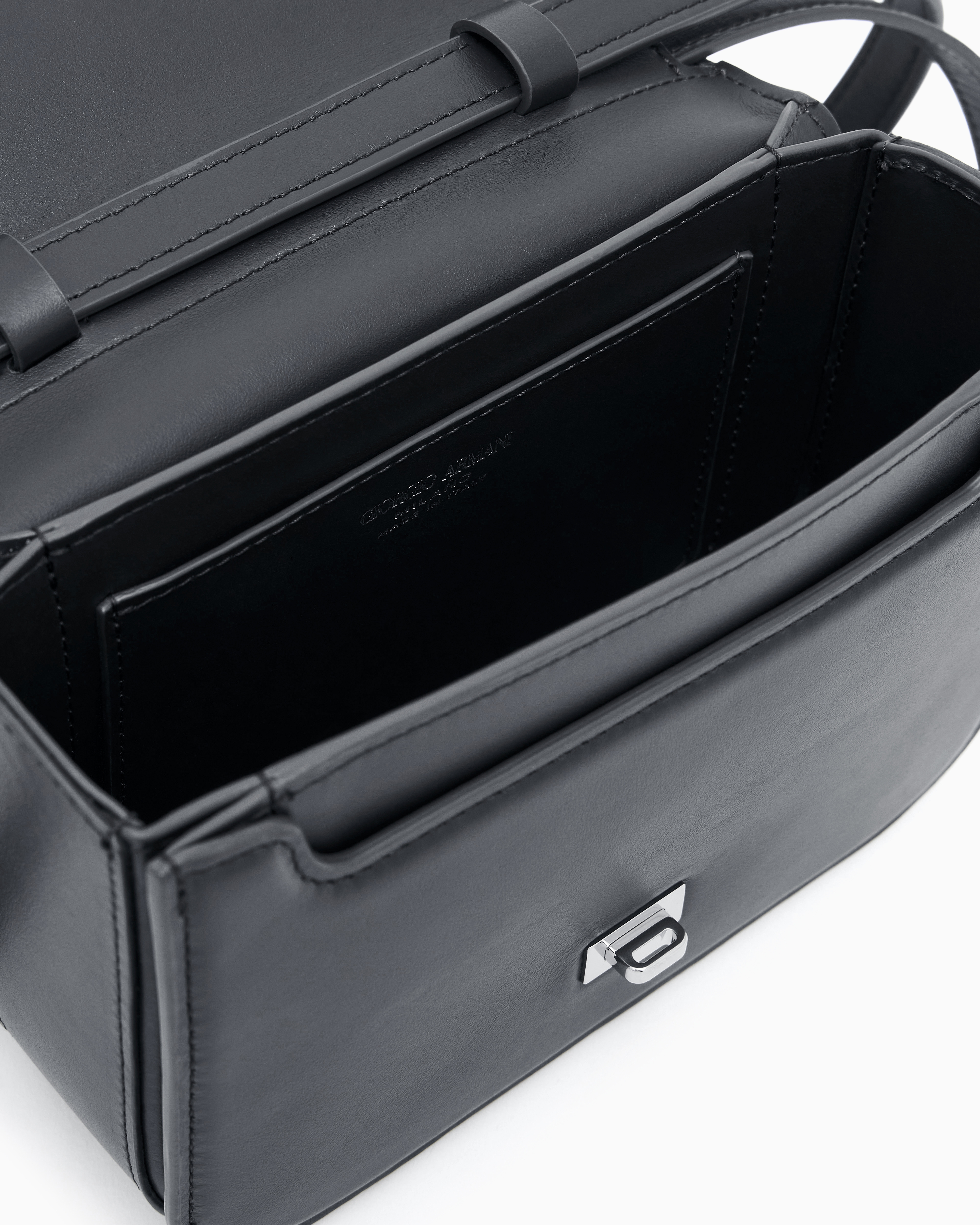 Giorgio Armani Small Leather Shoulder Bag In Black