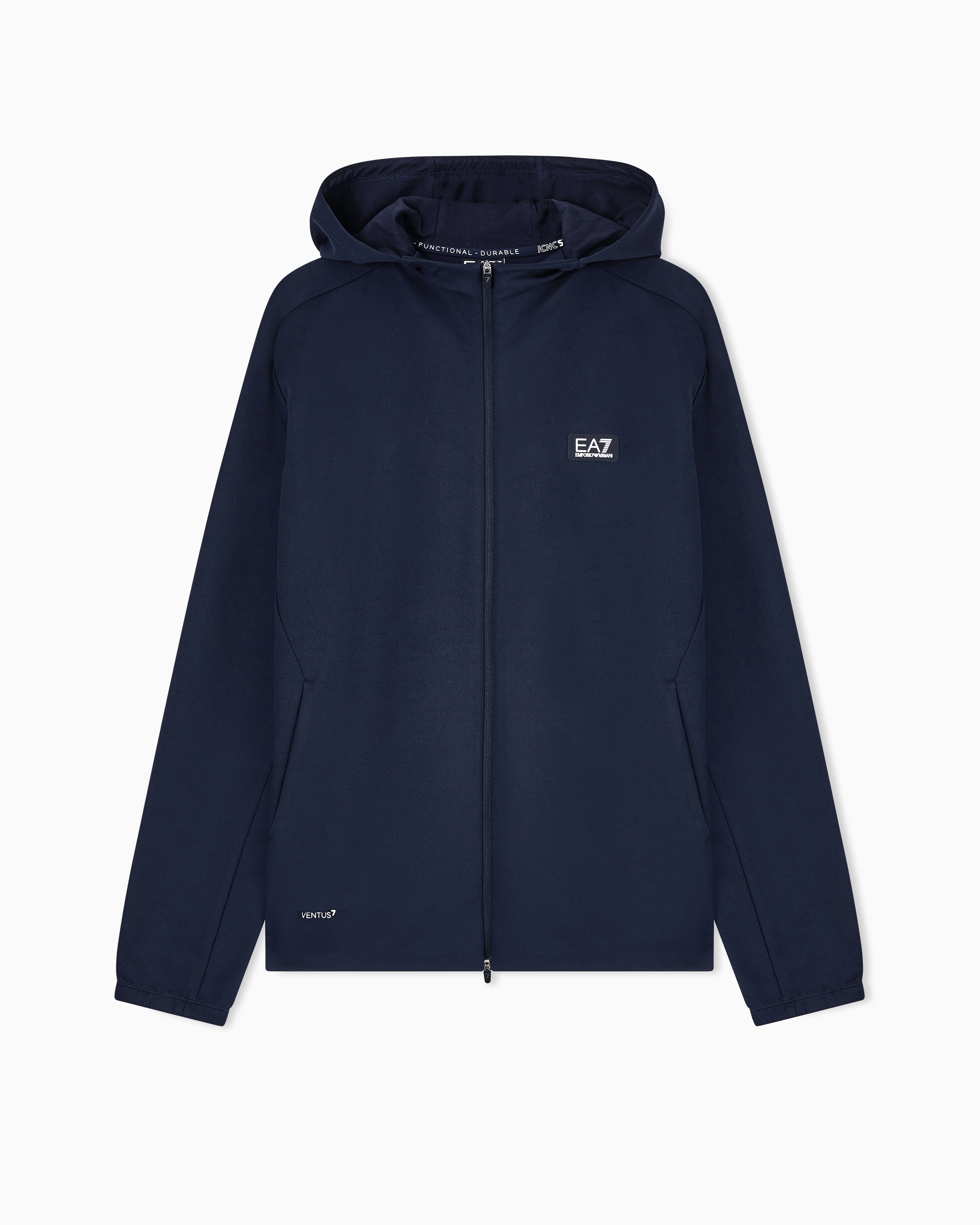 Ea7 Navy Blue Ventus7 Technical Fabric Hooded Sweatshirt