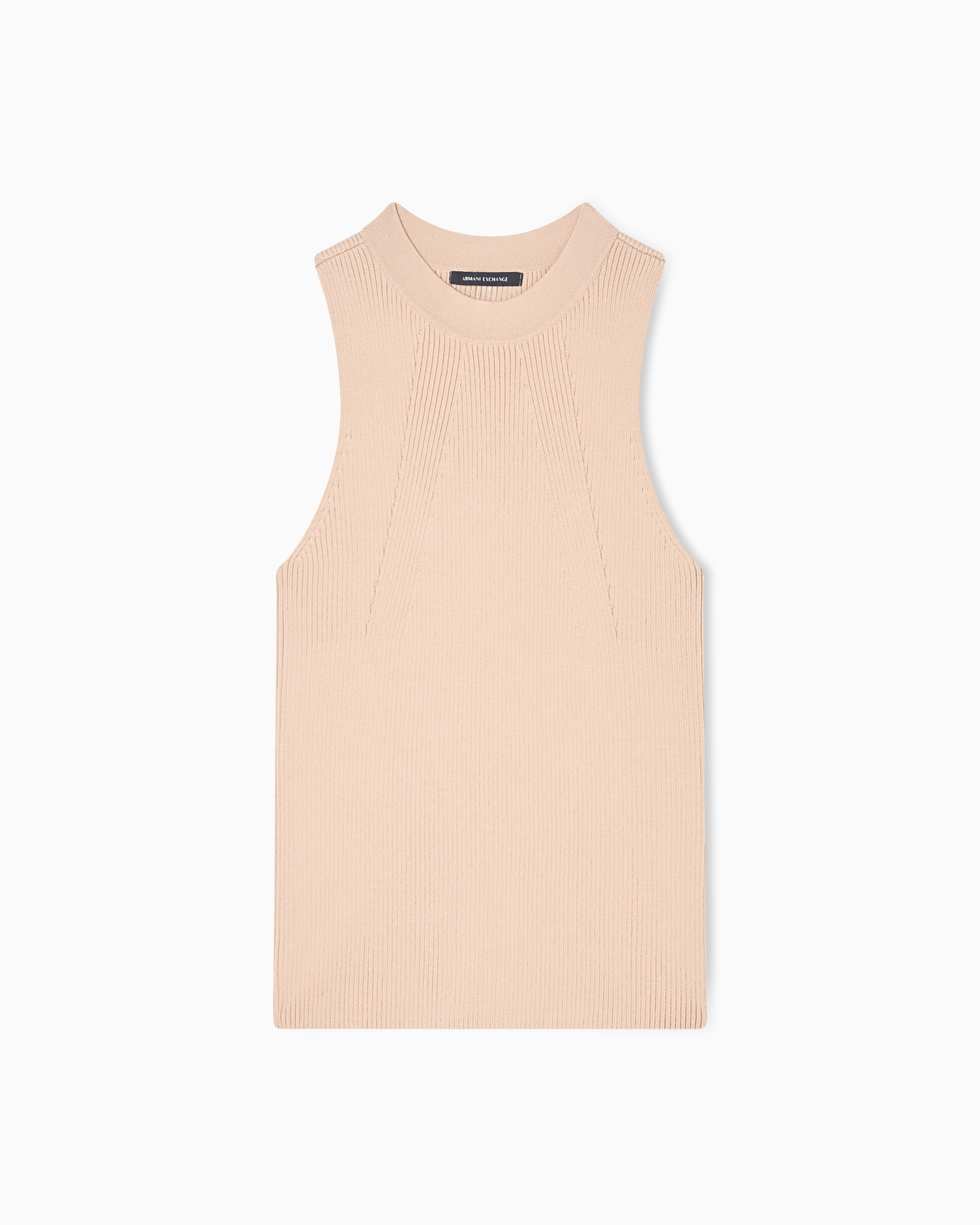 Armani Exchange Beige Round-Neck Top In Recycled Knit