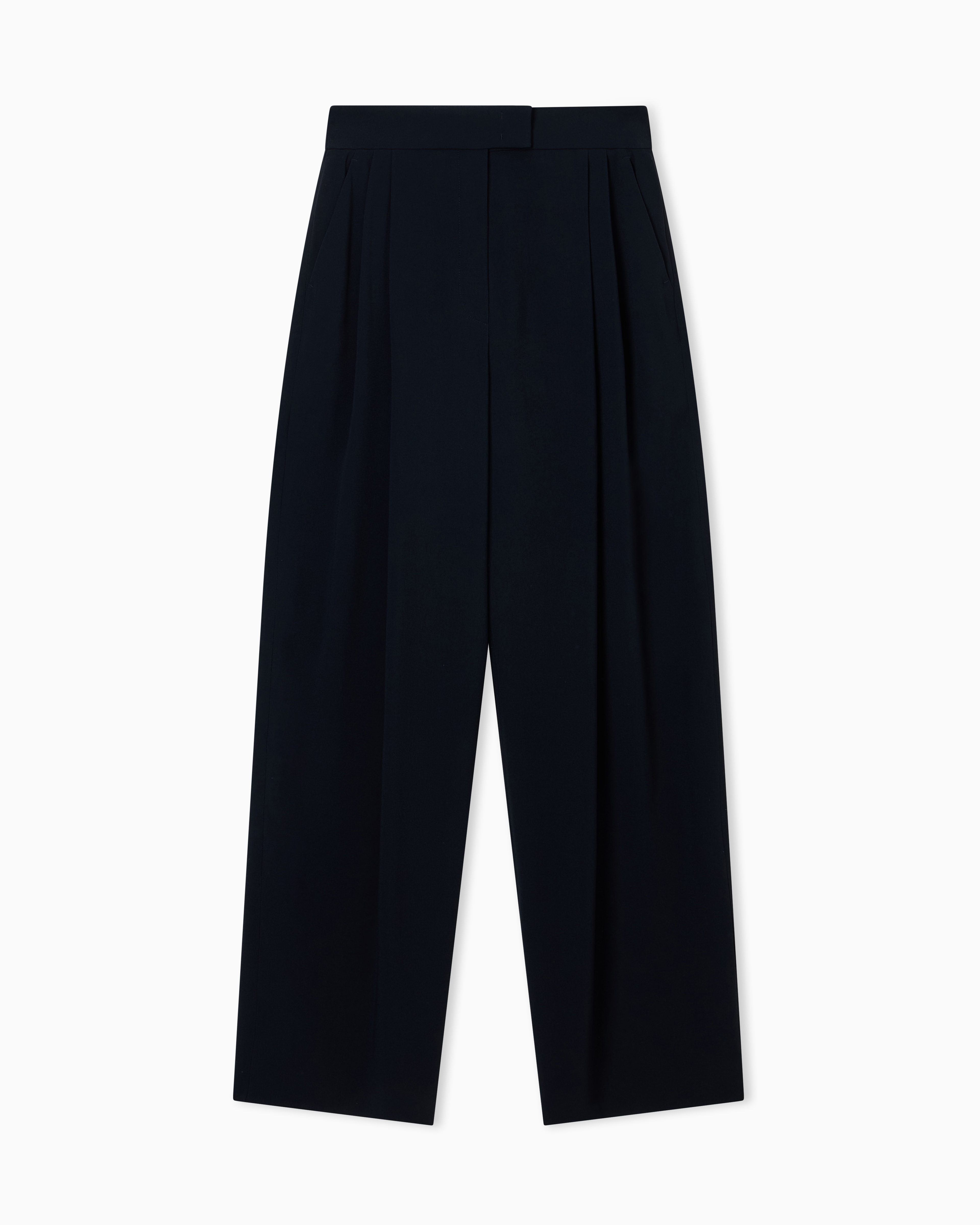 Emporio Armani - Envers-satin palazzo trousers with darts, Woman, Black, Size:
